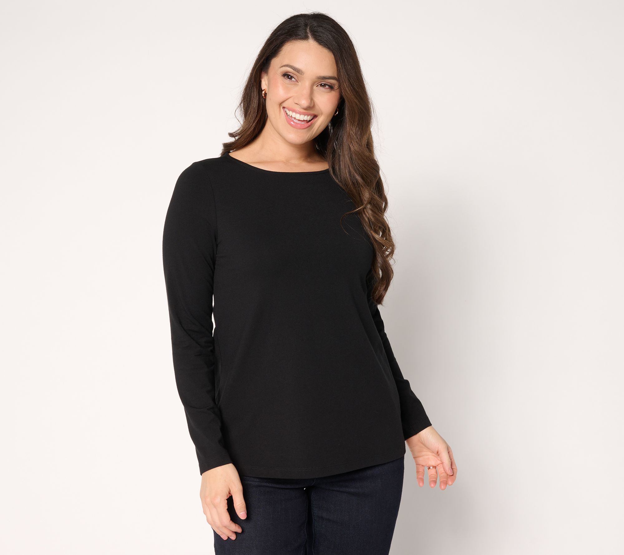 "As Is" Susan Graver Essentials Comfy Cotton Bateau Neck Top