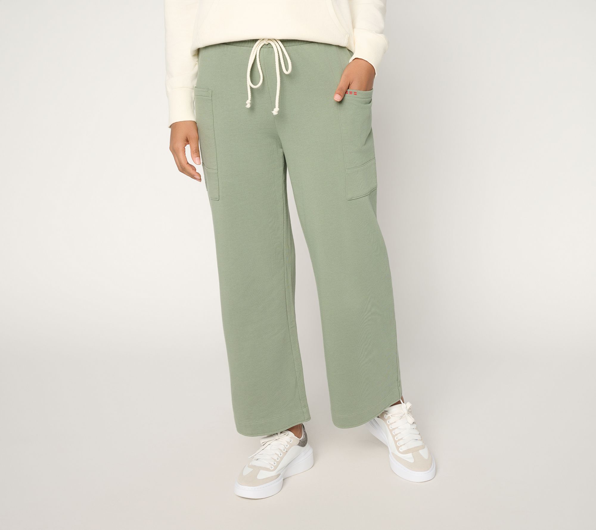 "As Is" Peace Love World French Terry Petite Cargo Ankle Pants