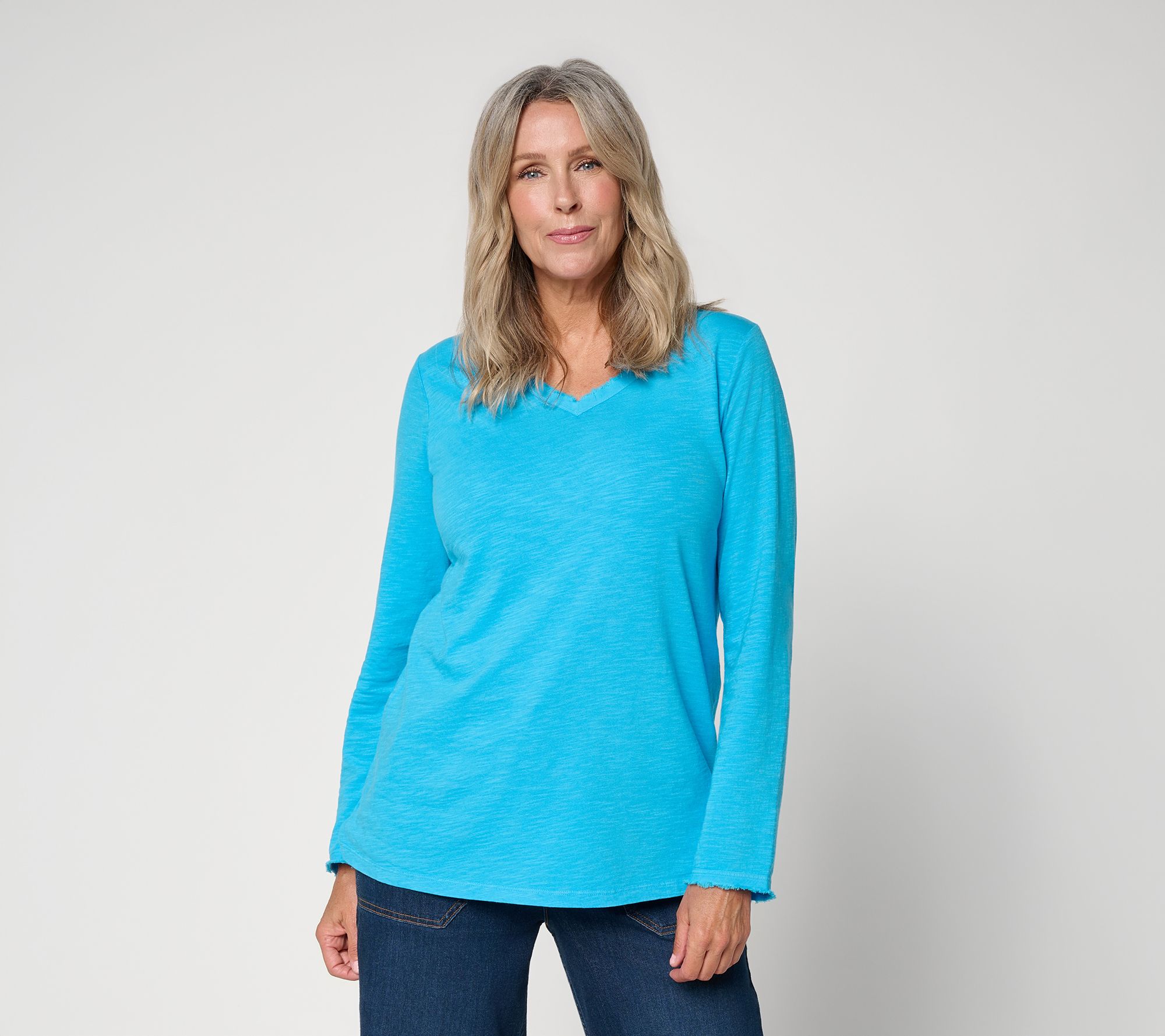  LOGO Principles by Lori Goldstein Cotton Washed V-Neck Tee - A737492