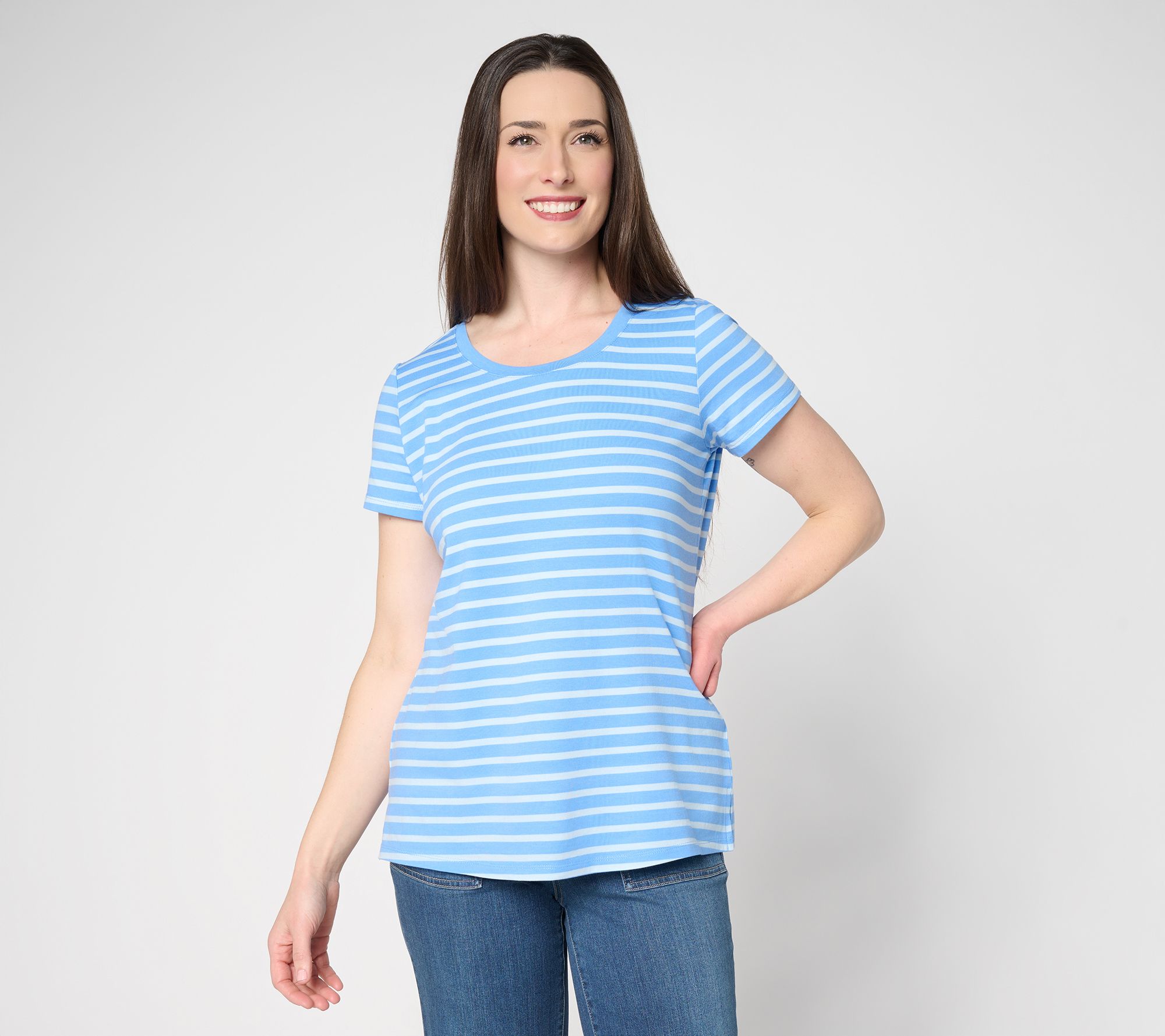 "As Is" Belle by Kim Gravel TripleLuxe Knit Tonal Stripe Top