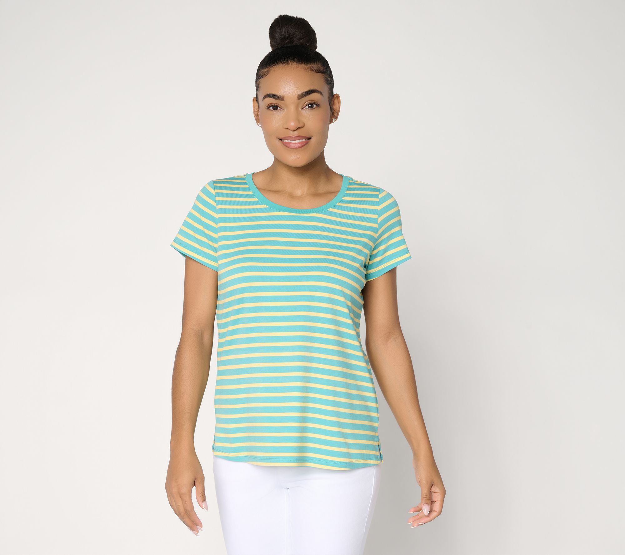 "As Is" Belle by Kim Gravel TripleLuxe Knit Tonal Stripe Top