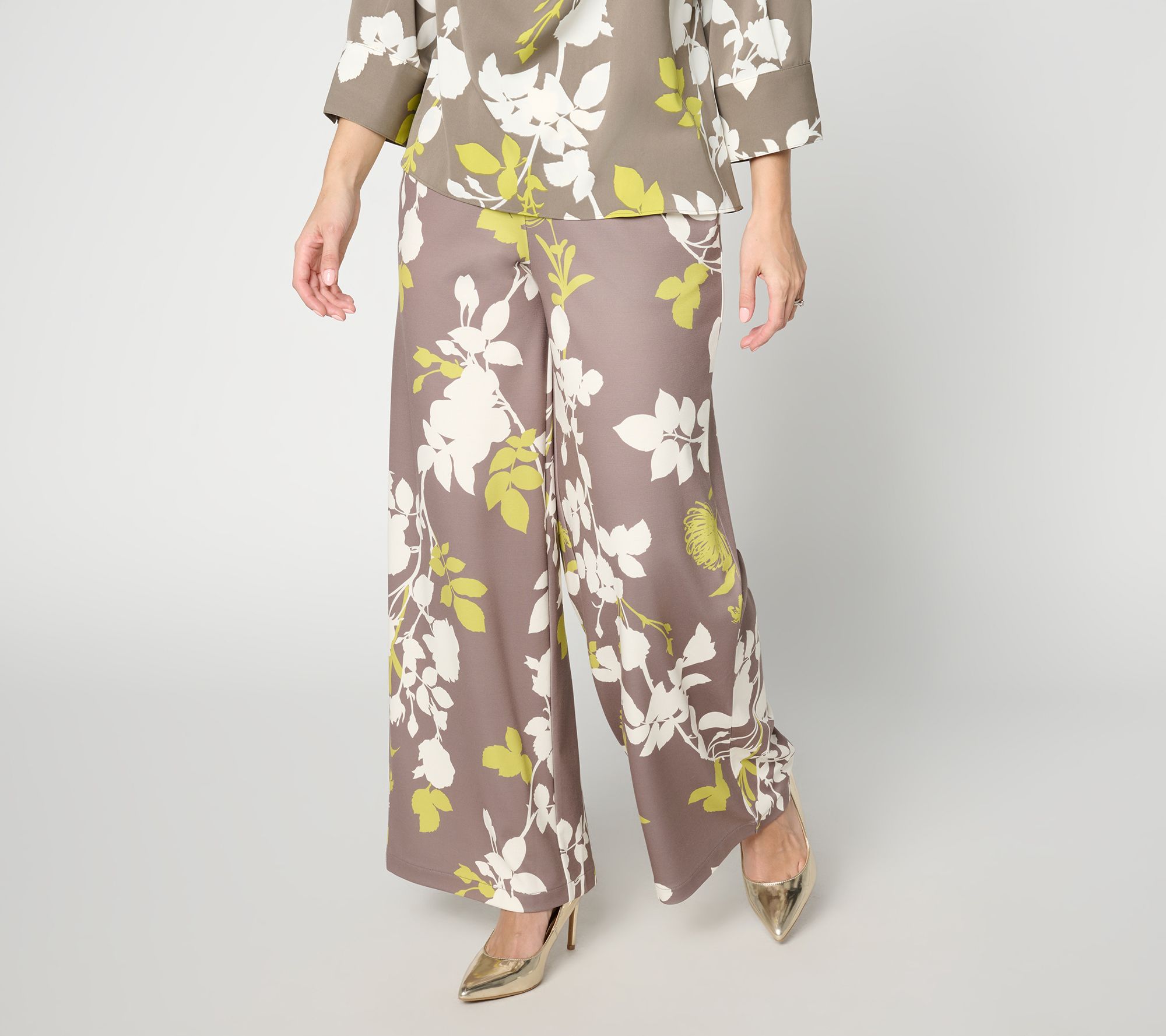 "As Is" Carla Rockmore Collection Petite Wide Leg Ponte Pants