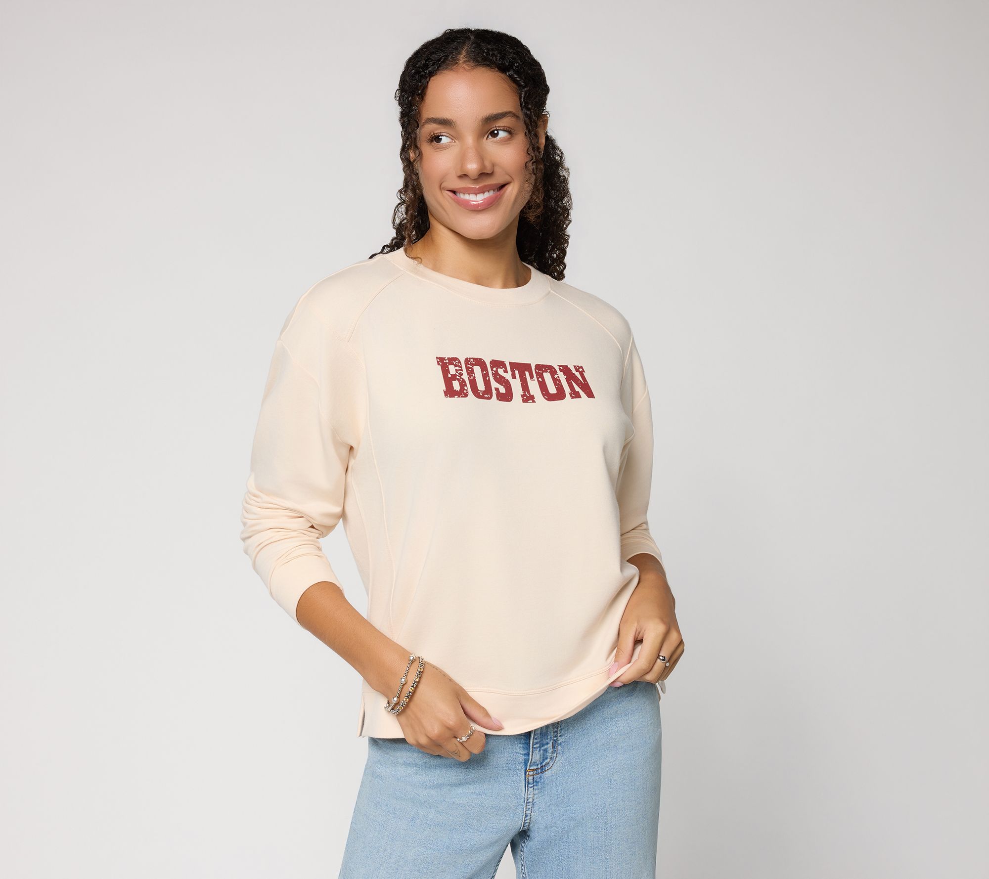 AnyBody Cozy Knit French Terry Destination Crew Neck Top