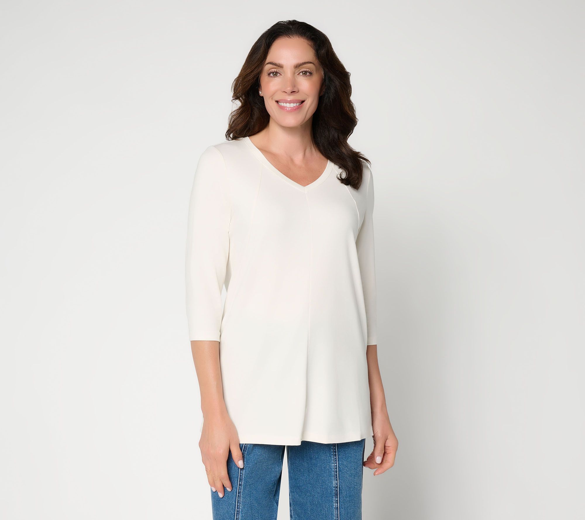 Denim & Co. Essentials Regular Favorite Jersey V-Neck Tunic