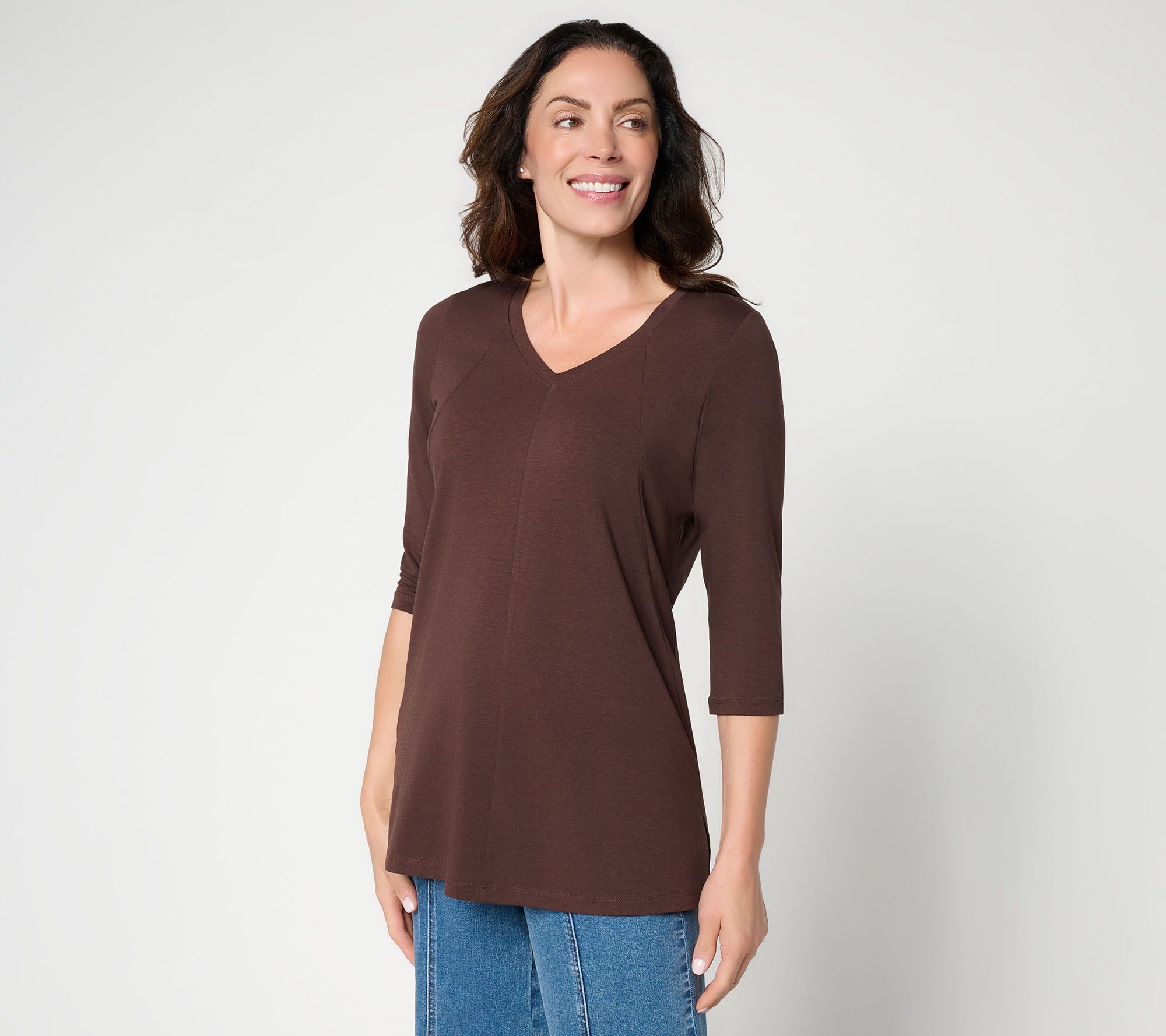 Denim & Co. Essentials Regular Favorite Jersey V-Neck Tunic