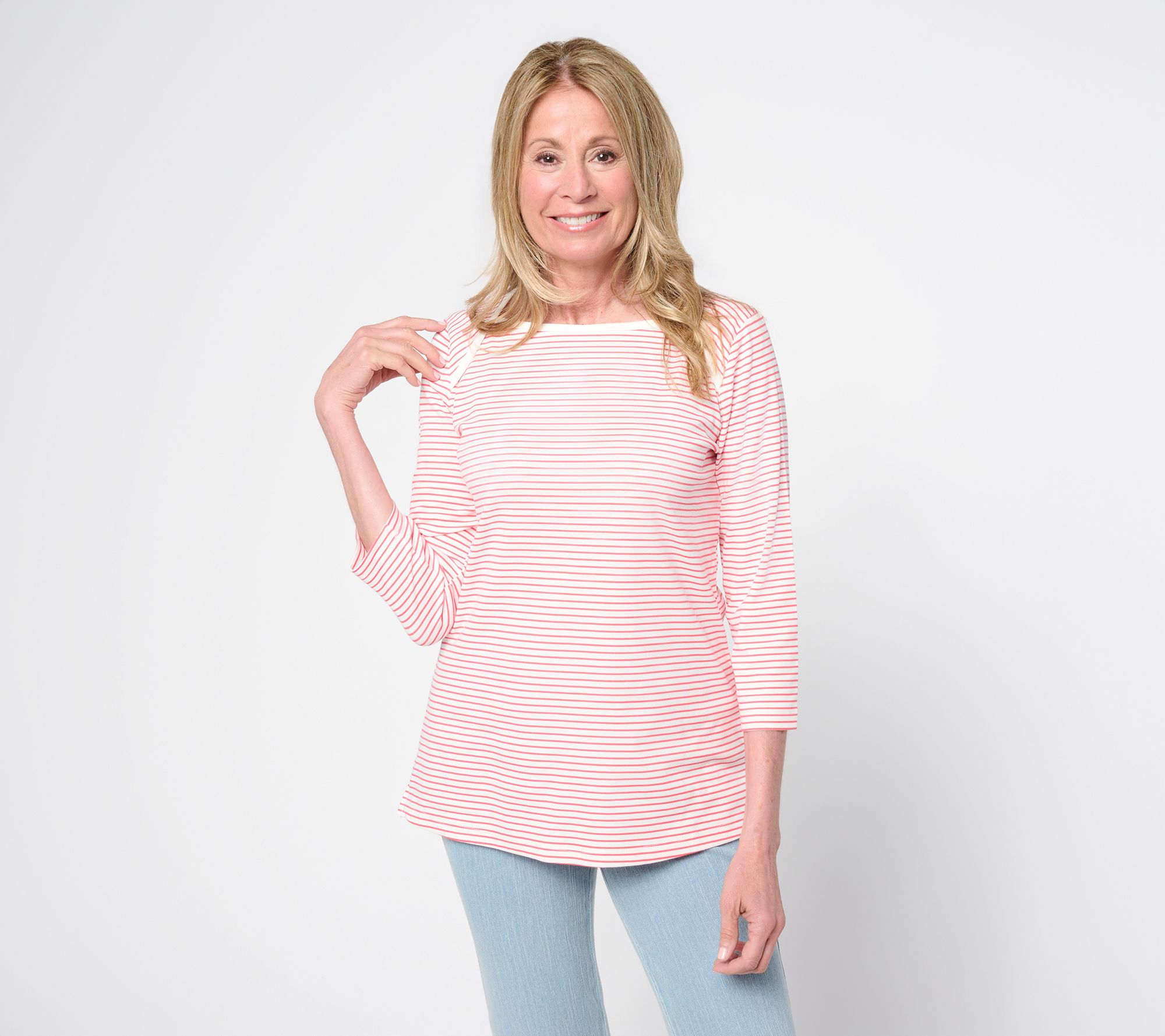 "As Is" Belle by Kim Gravel TripleLuxe Micro Rib 3/4 Sleeve Top