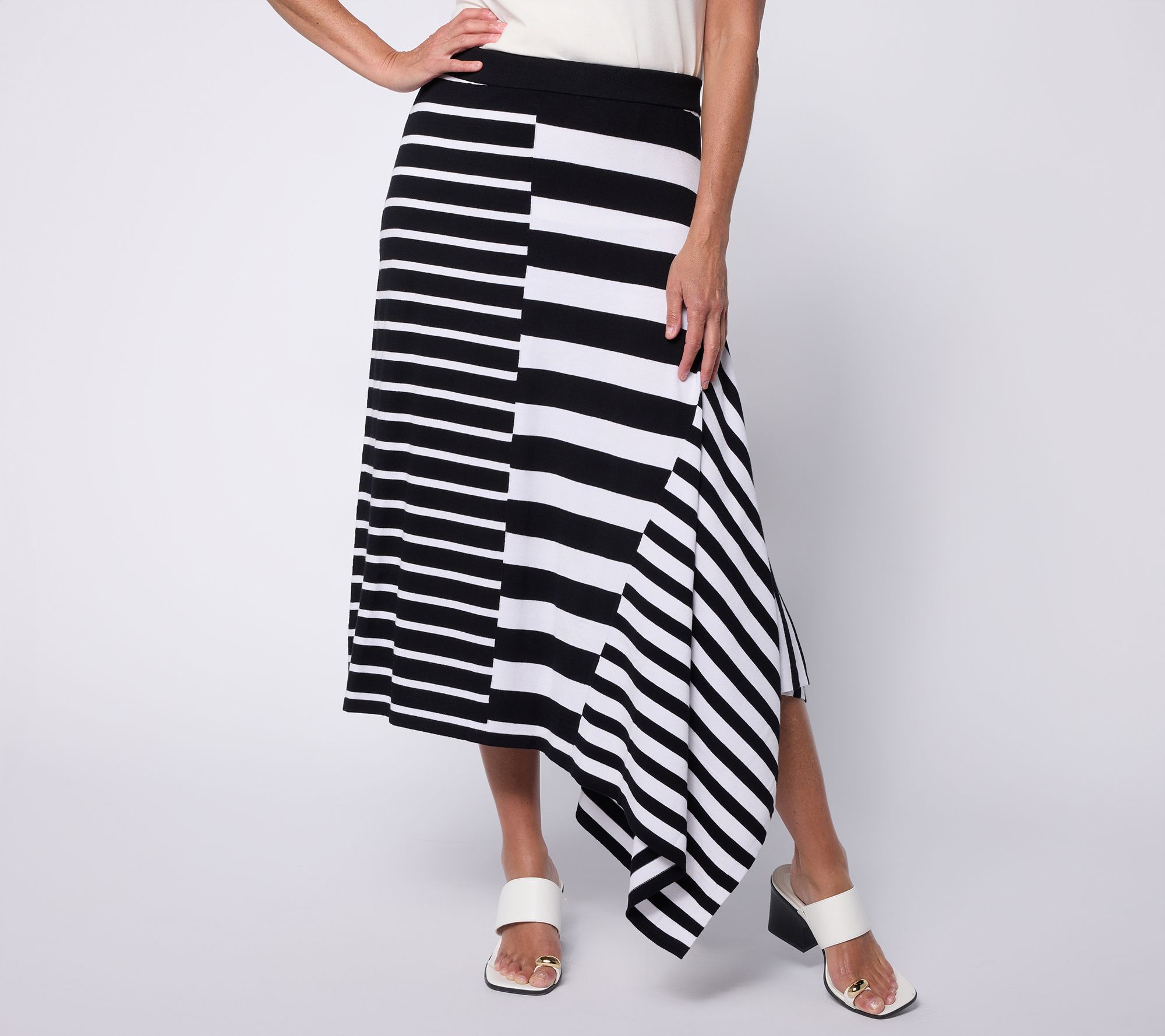 "As Is" Women with Control Reg Asymmetric Seaside Sweater Knit Skirt