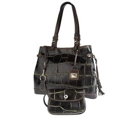 Dooney & Bourke Croco Embossed Leather Tassel Bag with Accessories ...