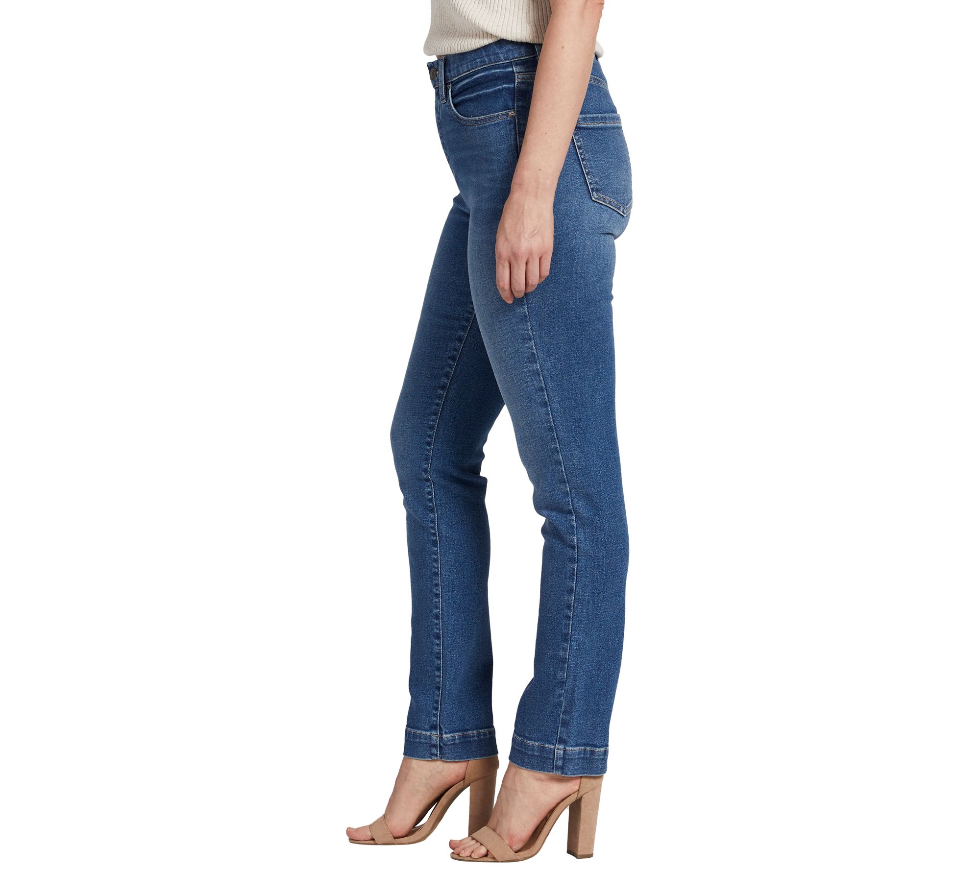 JAG Petite Valentina High Rise Straight Leg Pul l-On Jeans - QVC.com