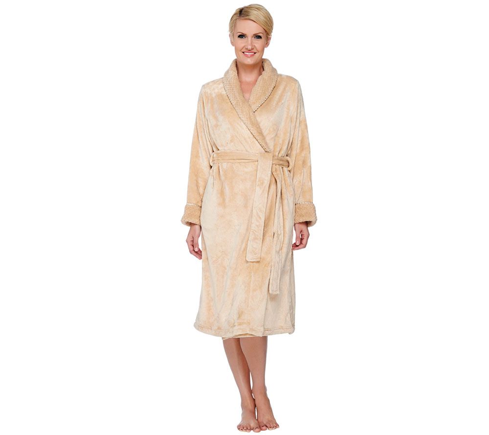 Stan Herman Petite Silky Plush Long Wrap Robe - QVC.com