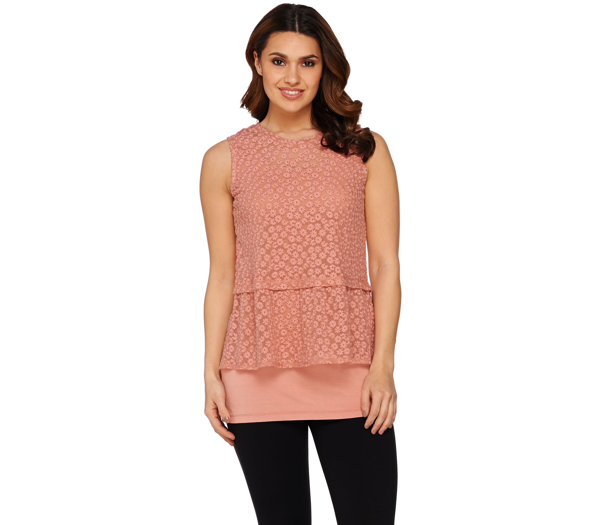 LOGO by Lori Goldstein Twin Set Peplum Top and Tank - QVC.com