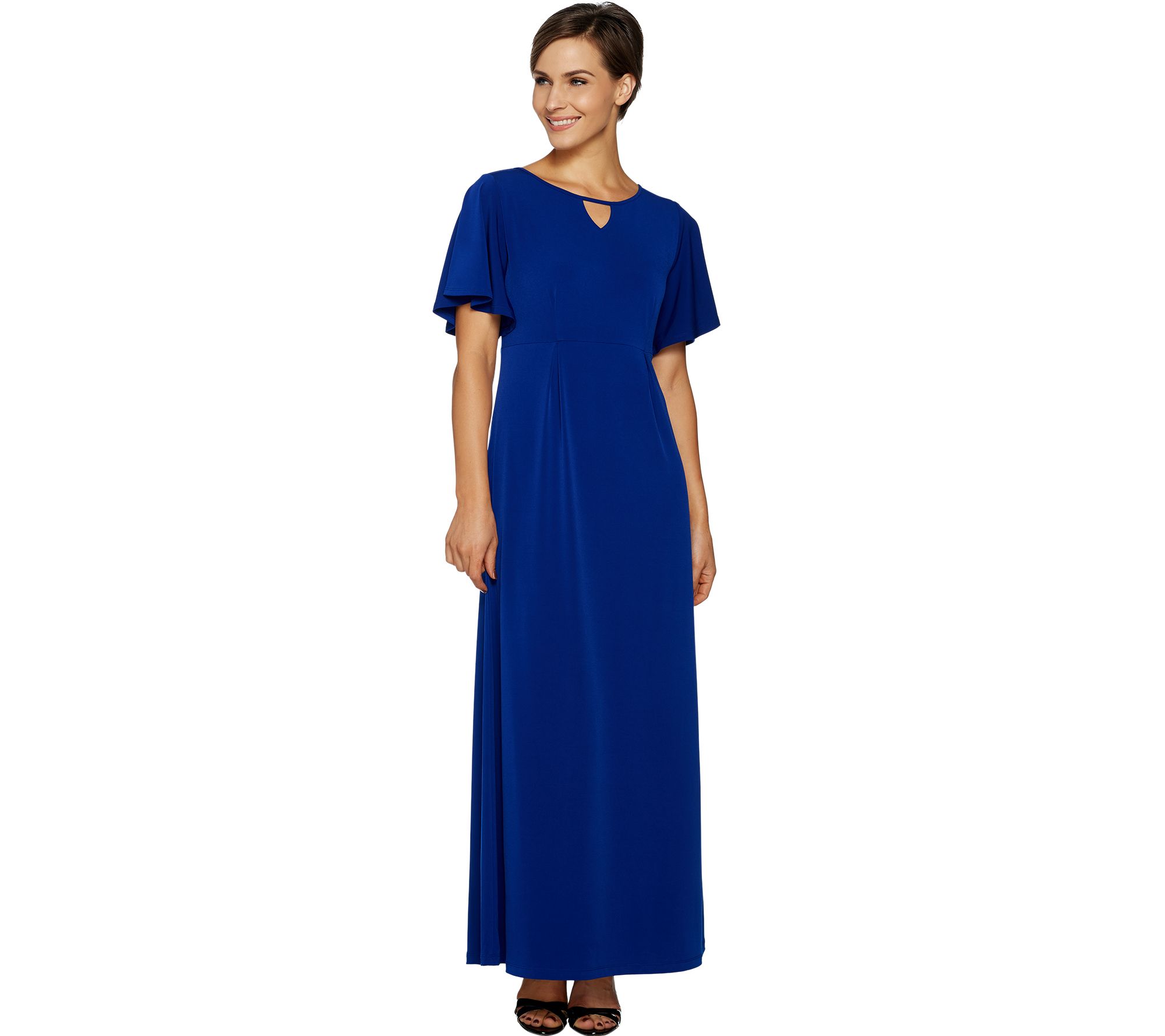 Susan Graver Regular Liquid Knit Maxi Dress with Flutter Sleeves - Page ...