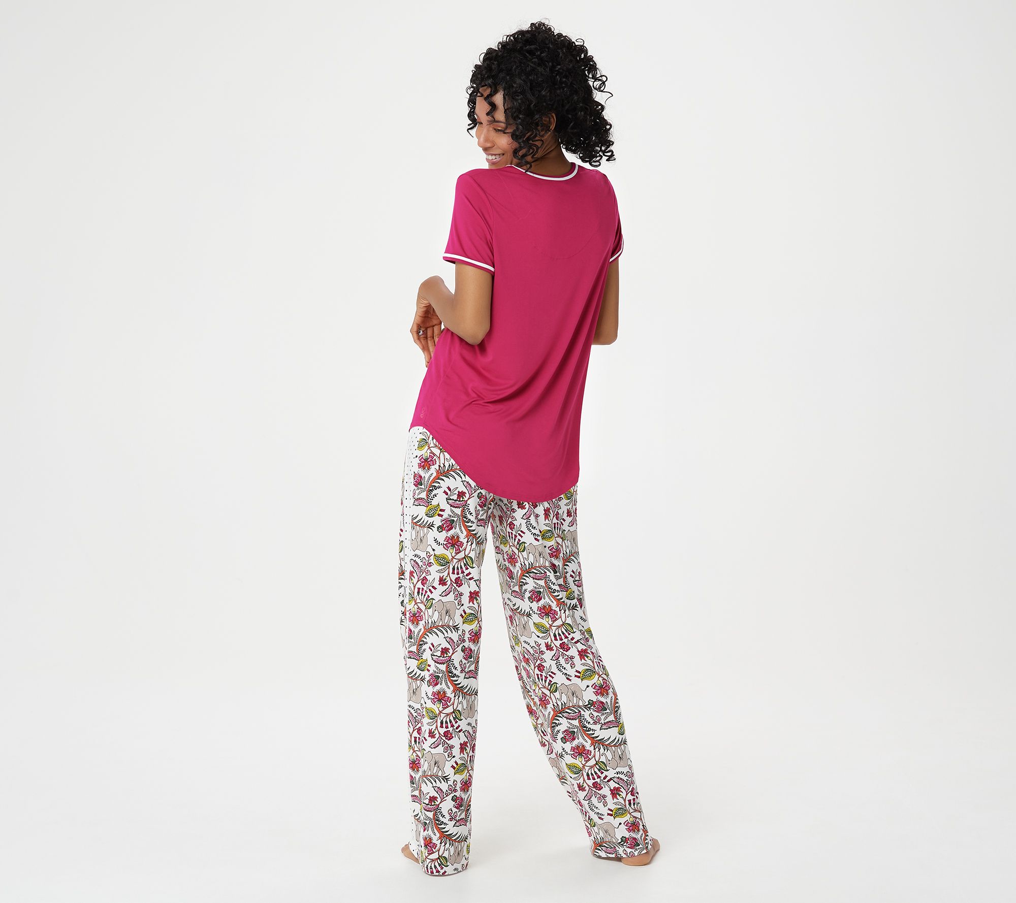 Cuddl Duds Tall Cool & Airy Color- Block Print Pajama Set 