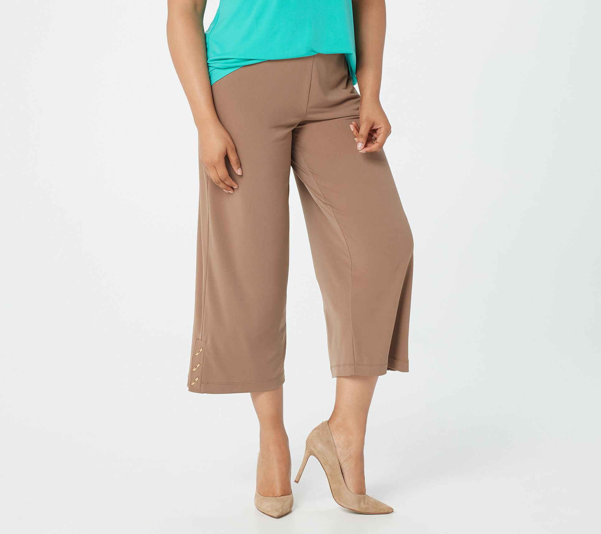 Susan Graver Petite Liquid Knit PullOn Crop Pants