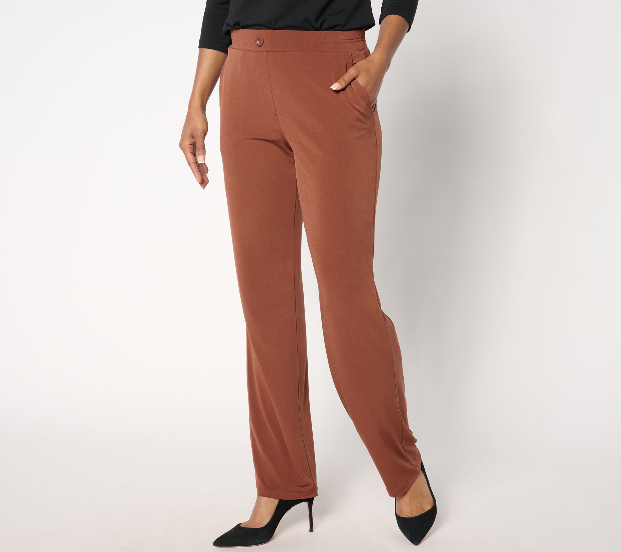 SUSAN GRAVER PRINTED Liquid Knit Pull-On Wide-Leg Pants (Chocolate, xs)  A374081 $22.48 - PicClick
