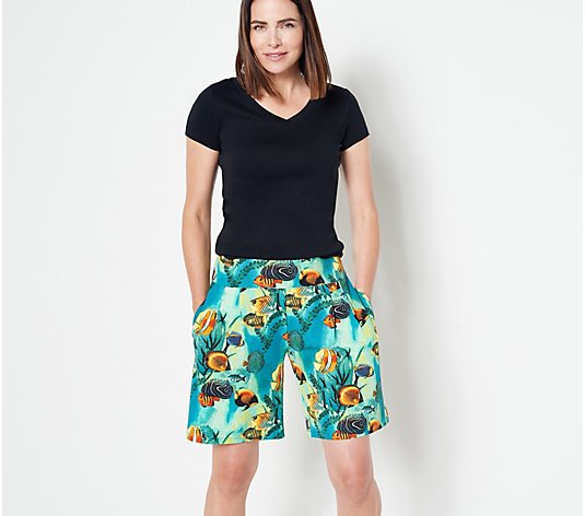 Attitudes by Renee Printed Pull-On Shorts with Pockets