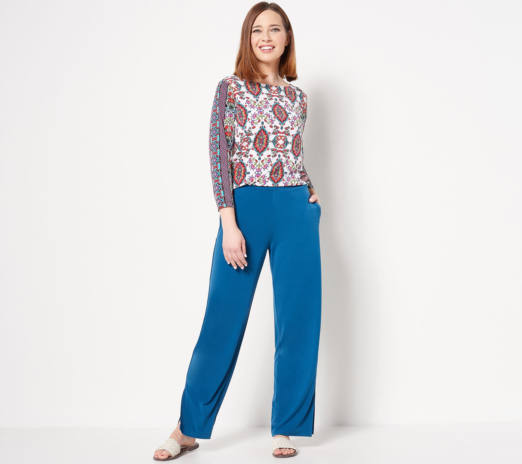 Susan Graver Every Day Petite Liquid Knit WideLeg Pants