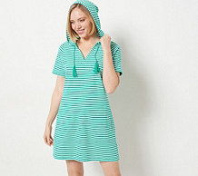  Denim & Co. Beach French Terry Hooded Cover-Up with Pockets - A474693