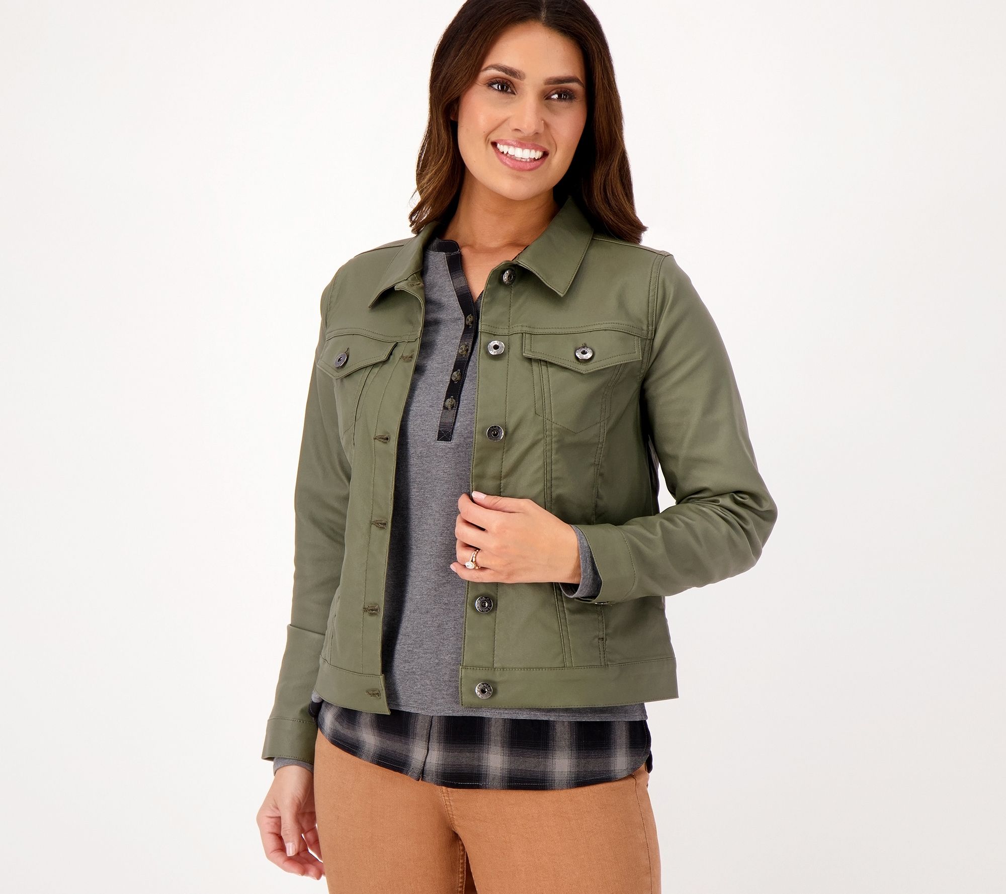 Belle by Kim Gravel Coated Twill Jean Jacket - QVC.com