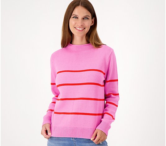 Candace Cameron Bure Striped Sweater with Roll Neck