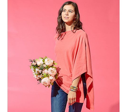 Tickled Pink Solid Cotton Poncho