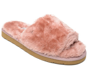 Minnetonka Women's Faux Fur Slide Open Slippers- Lolo