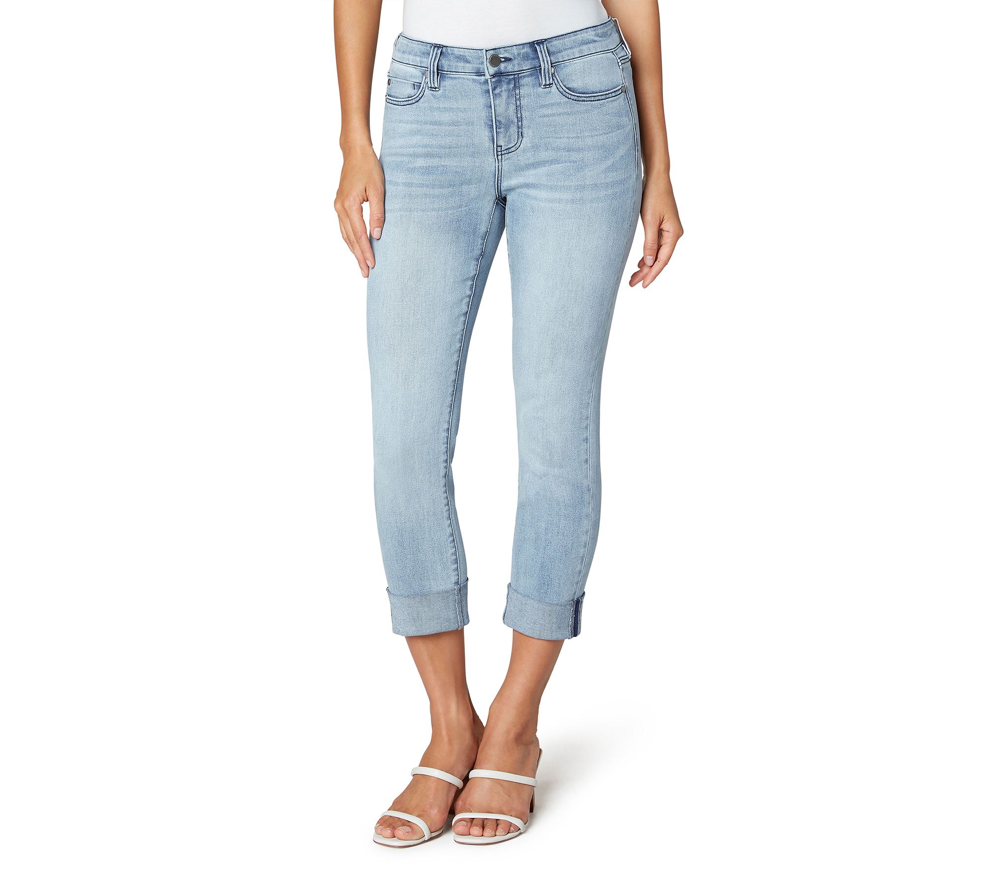 Liverpool Charlie Crop Jeans with Rolled Cuff- Berkeley - QVC.com
