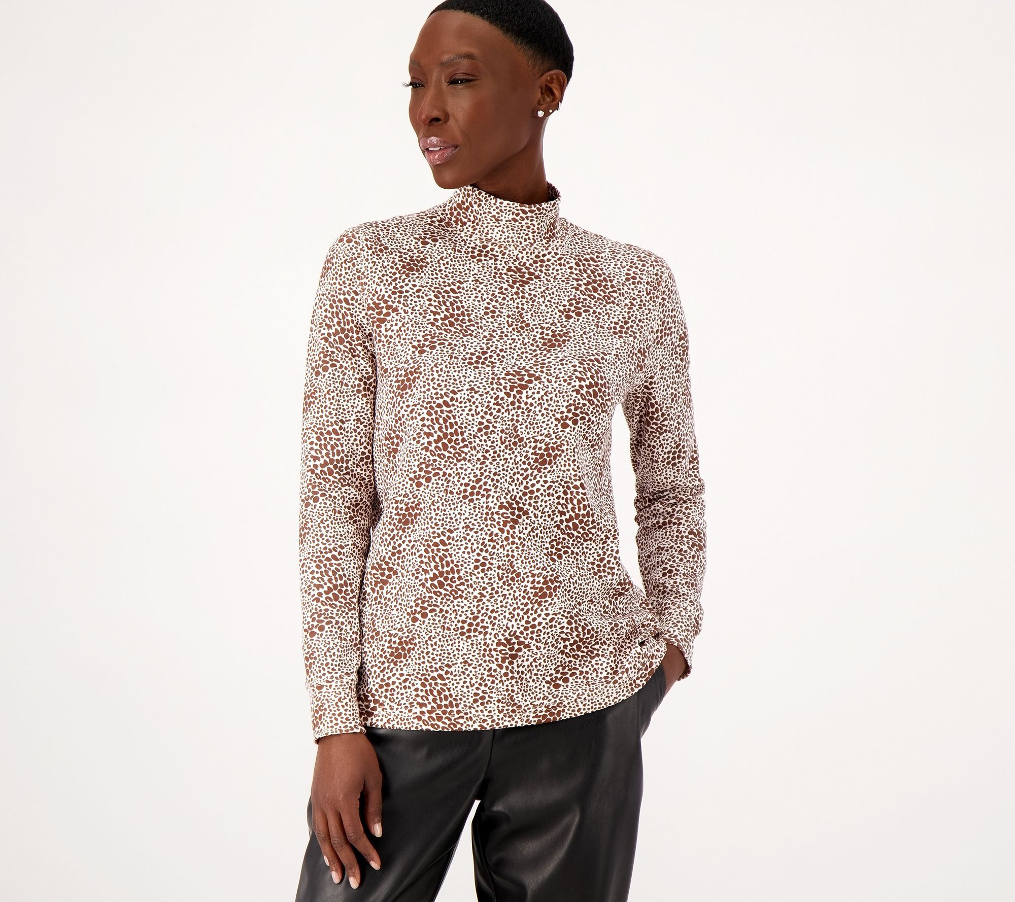 Lands' End Petite Supima Long-Sleeve Mock-Neck Top - QVC.com