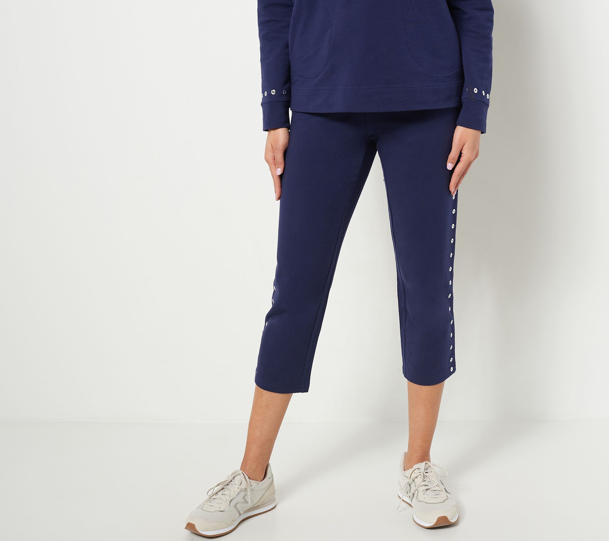 "As Is" Belle by Kim Gravel Petite French Terry Trimmed Crop Pants