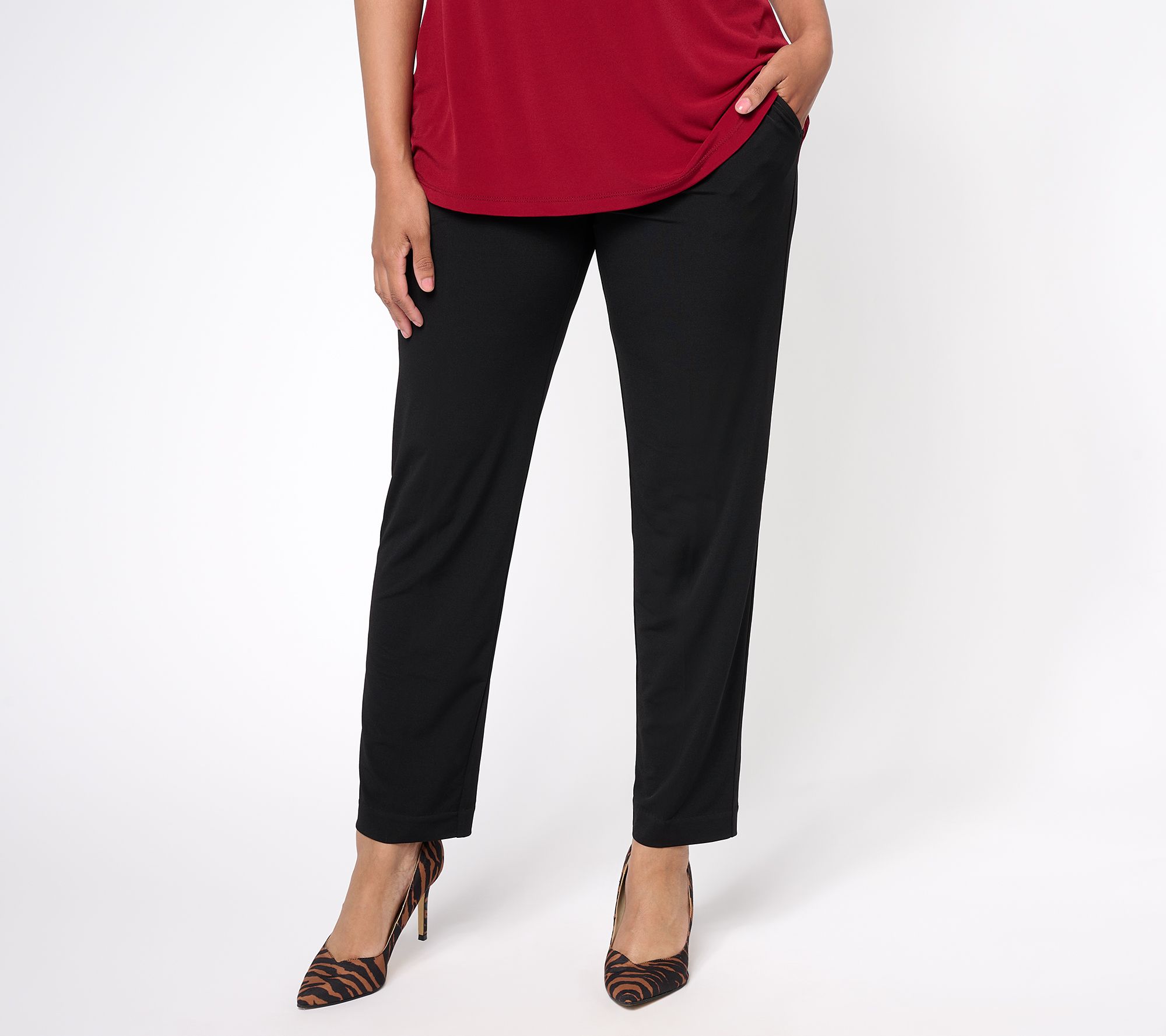 Susan Graver Modern Essentials Reg Liquid Knit Ava Slim Ankle Pant