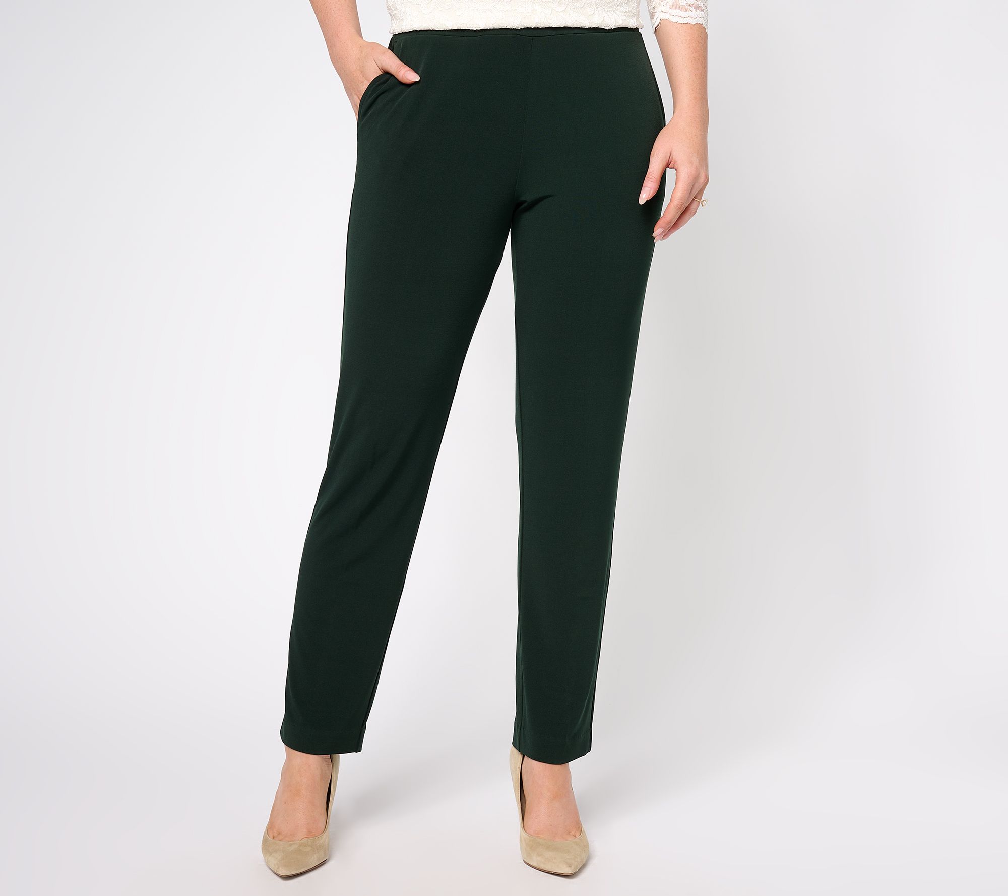 Susan Graver Modern Essentials Reg Liquid Knit Ava Slim Ankle Pant