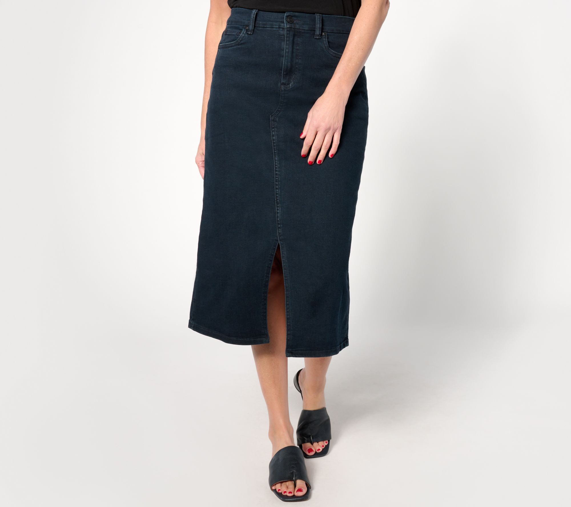 Denim & Co. Canyon Retreat Petite Easy Stretch Skirt Midi Skirt