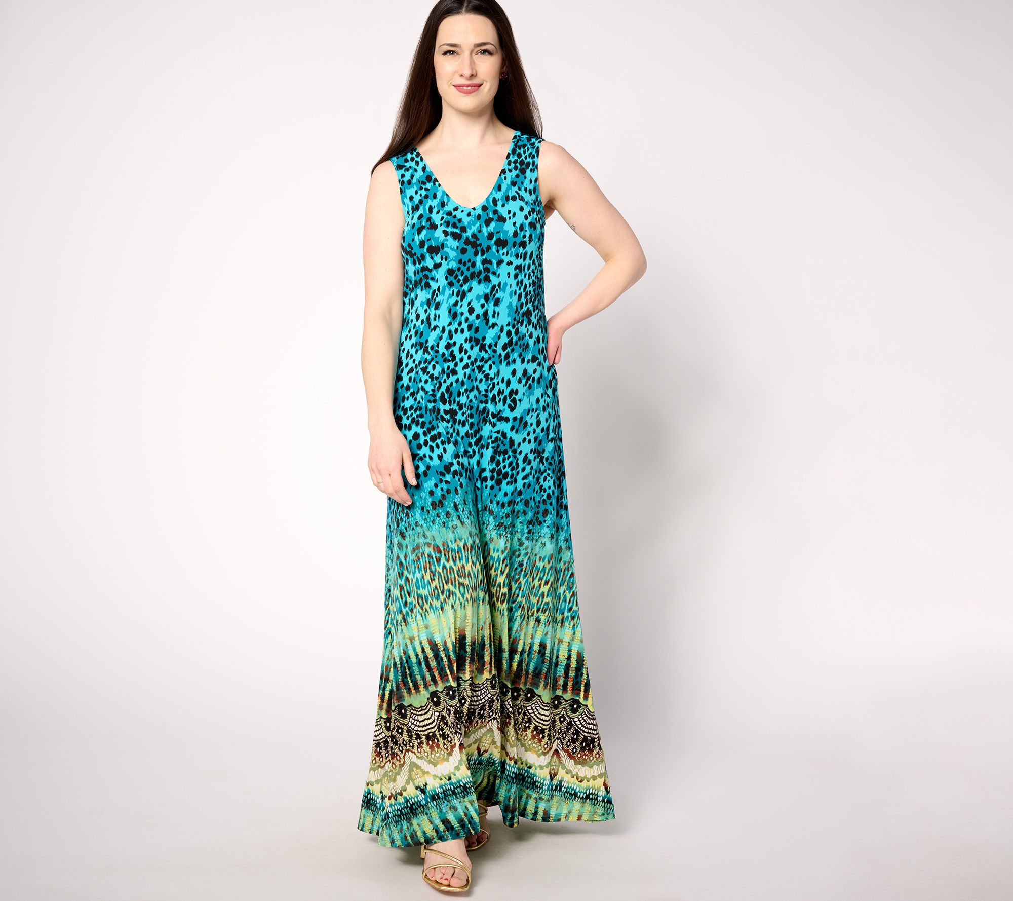 Attitudes by Renee Petite Como Jersey ILLUSION WAIST Maxi Dress