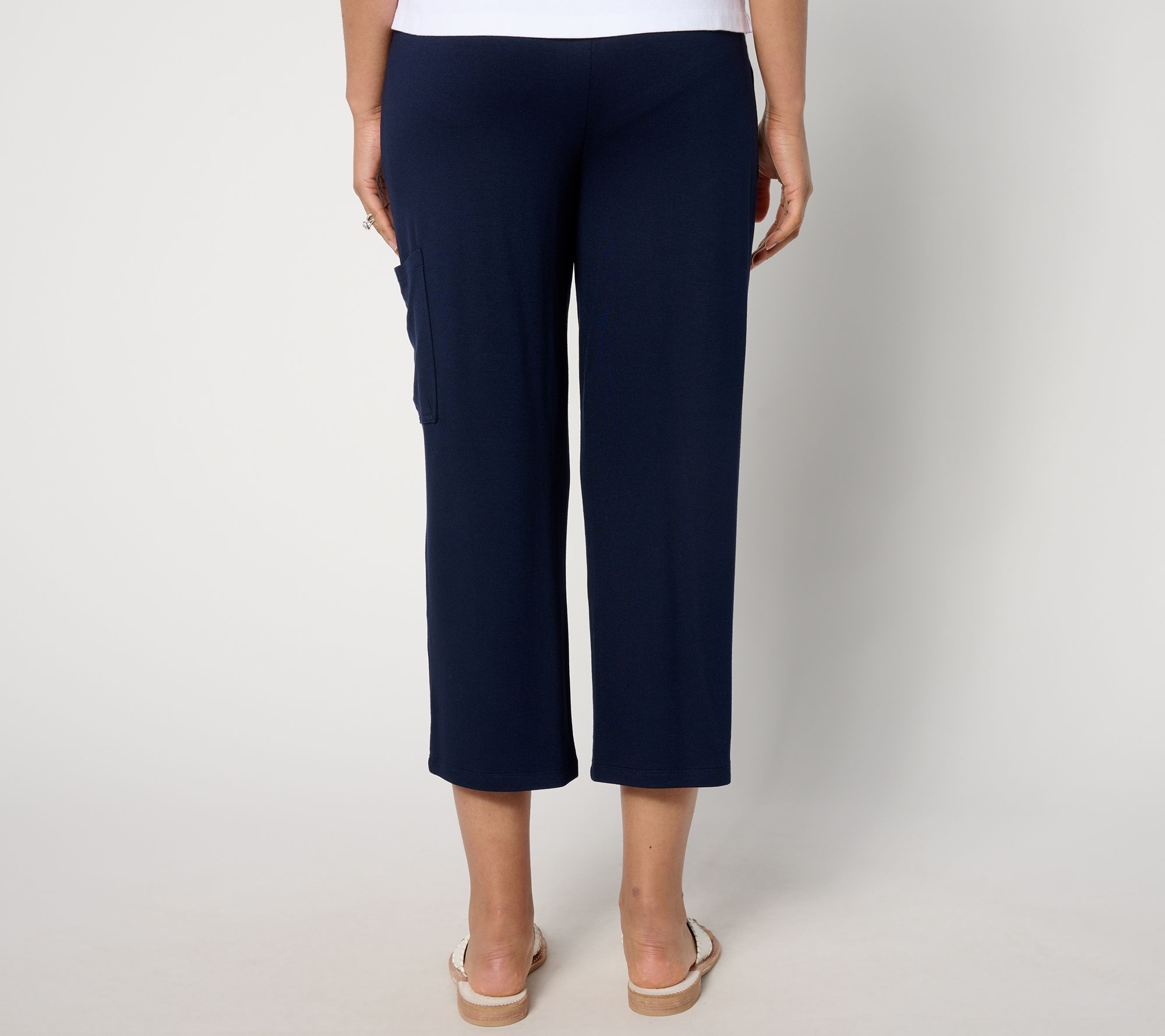 Susan Graver Weekend Jersey Knit Cargo Crop Pants - QVC.com