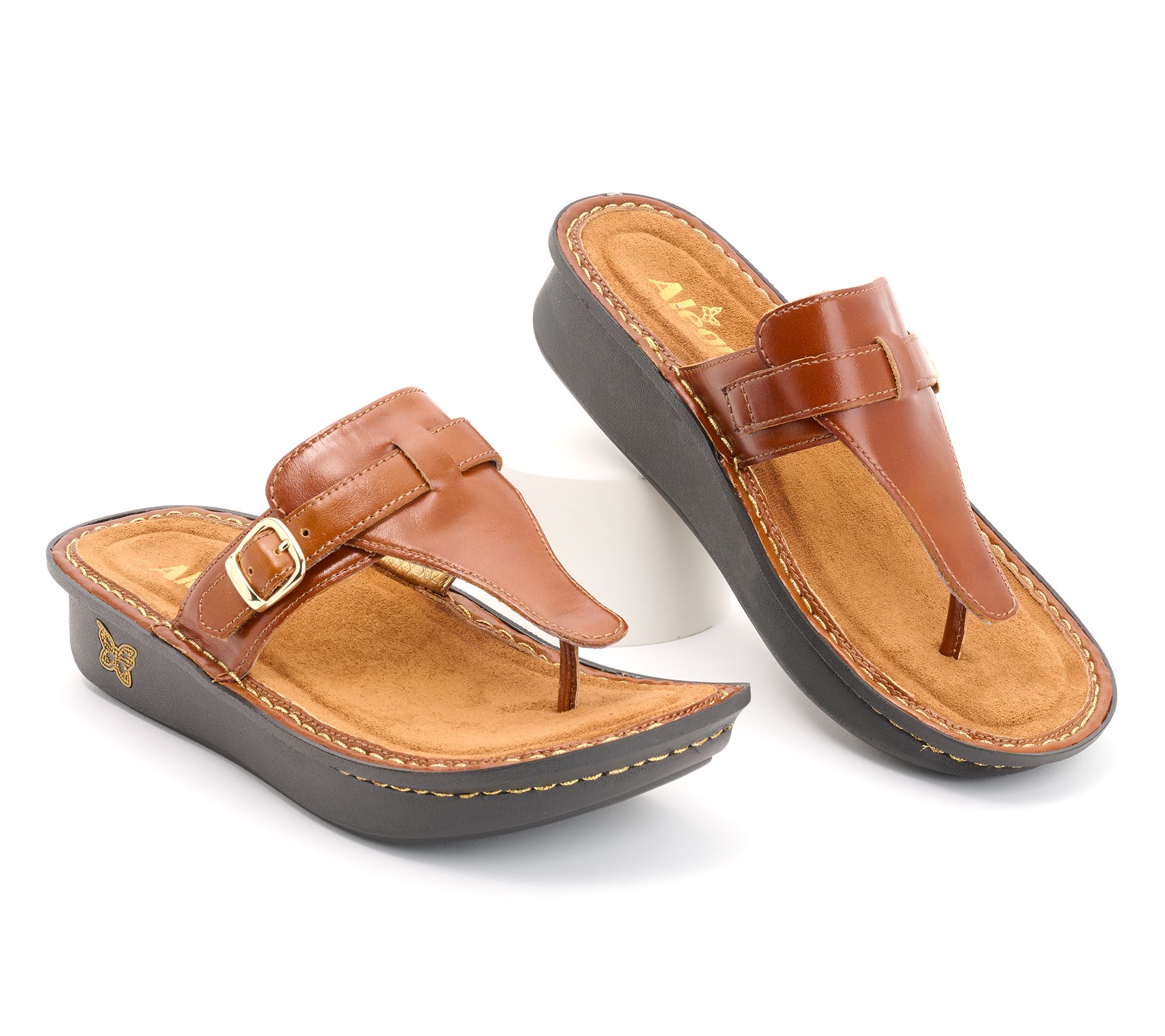 "As Is" Alegria Leather Thong Sandals- Kennedi