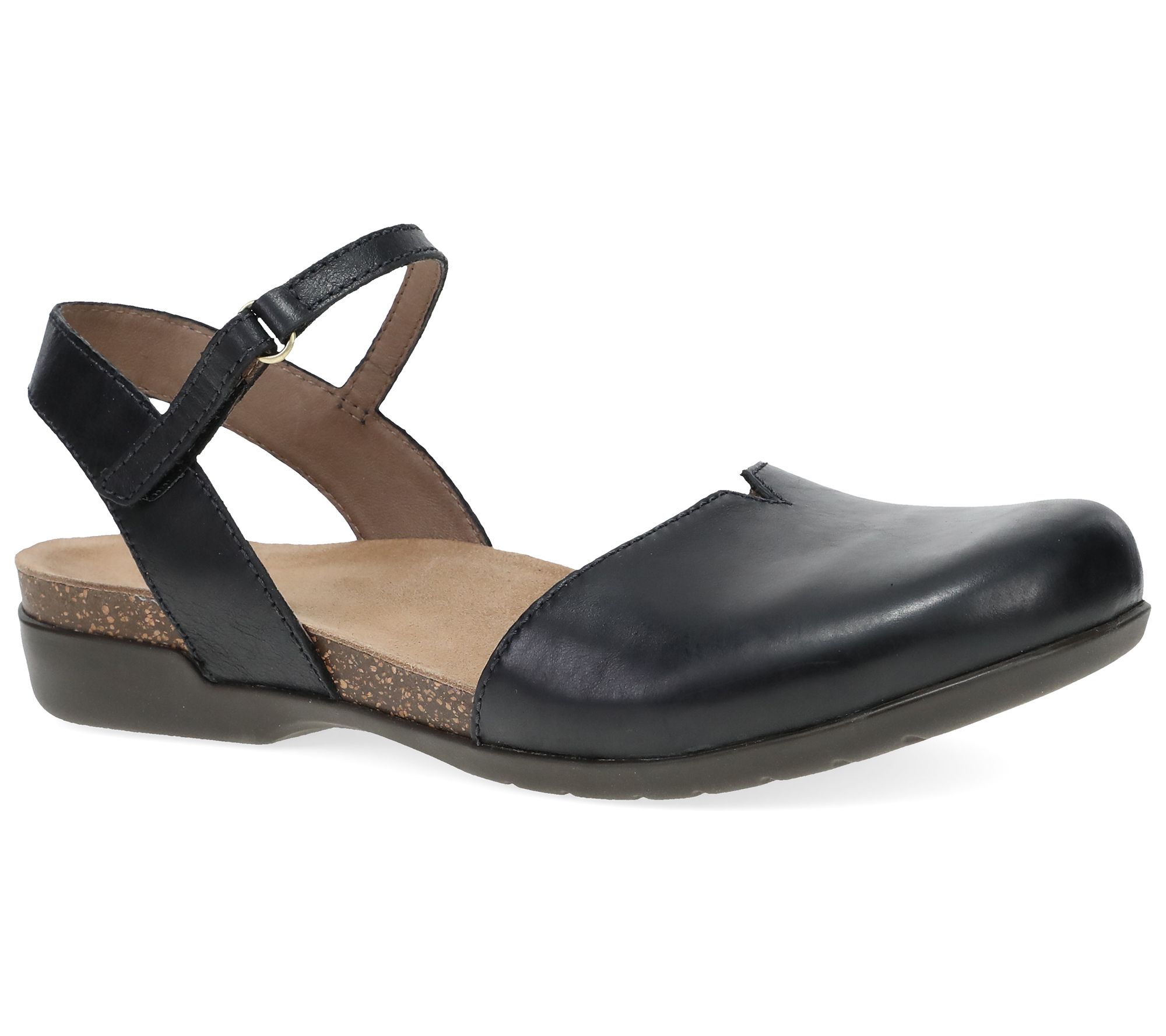 Dansko Black Waxy Burnished Leather Closed Toe Sandal- Rowan