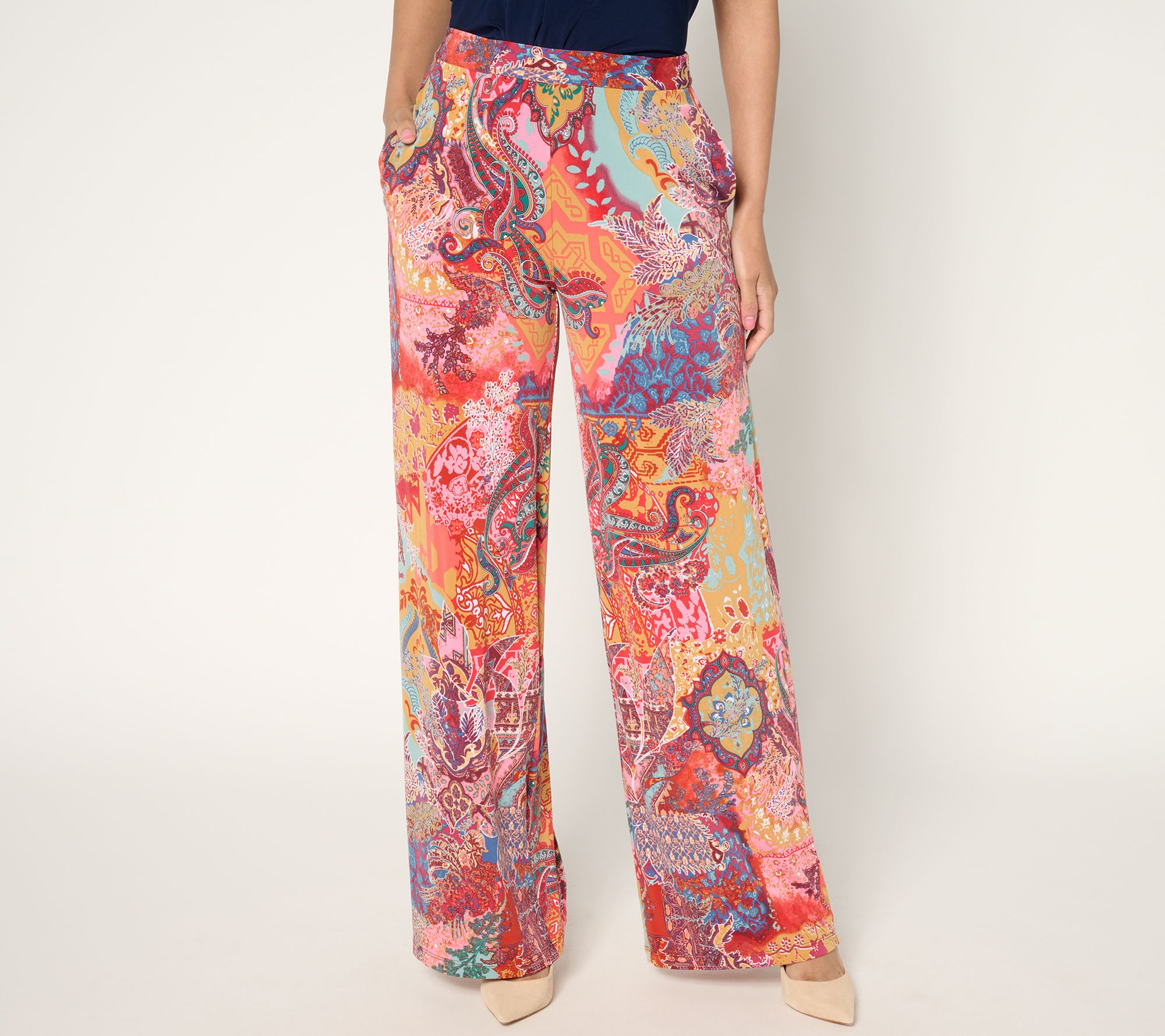 Dennis Basso Petite Printed Italia Knit Pants