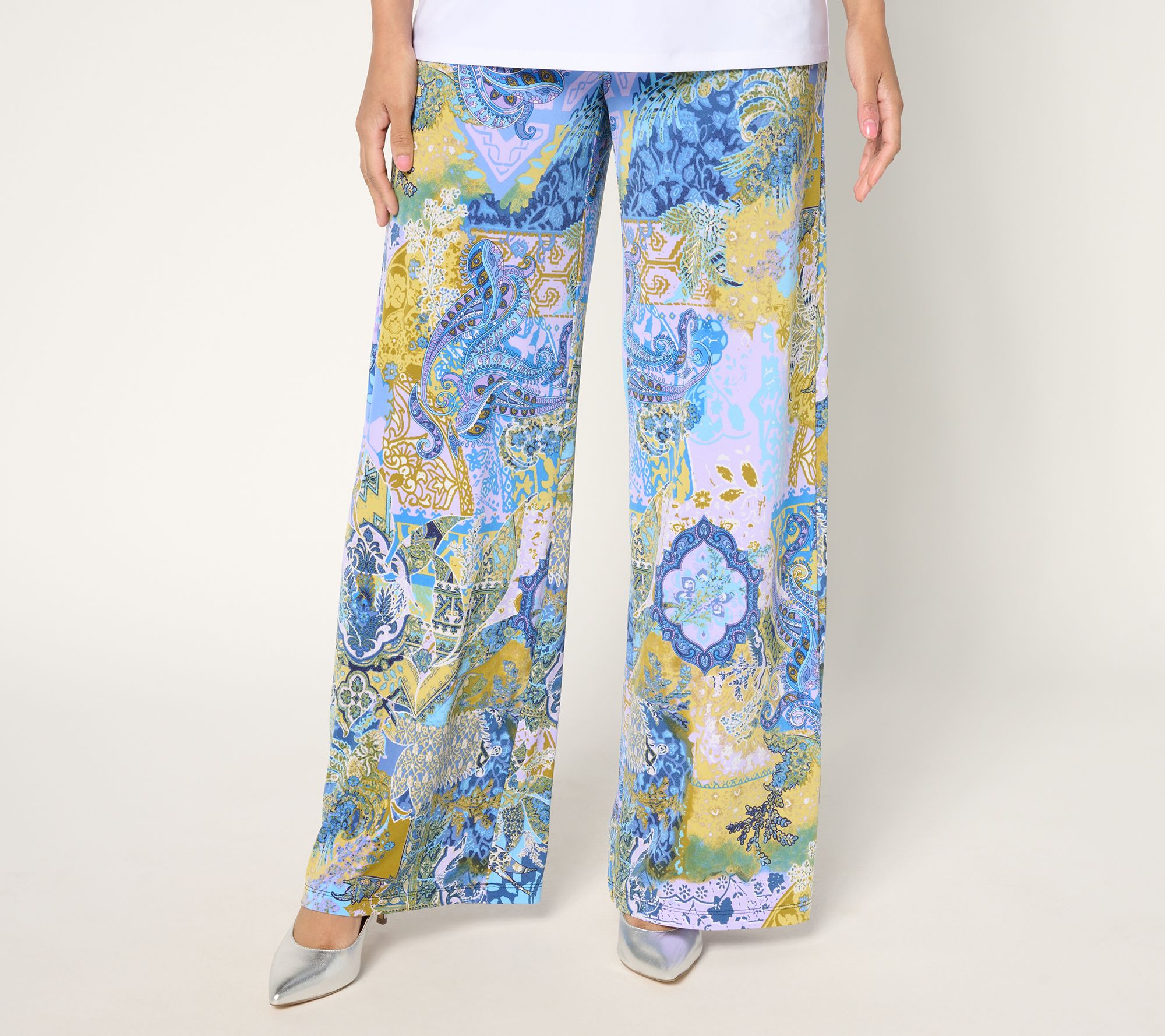 Dennis Basso Petite Printed Italia Knit Pants