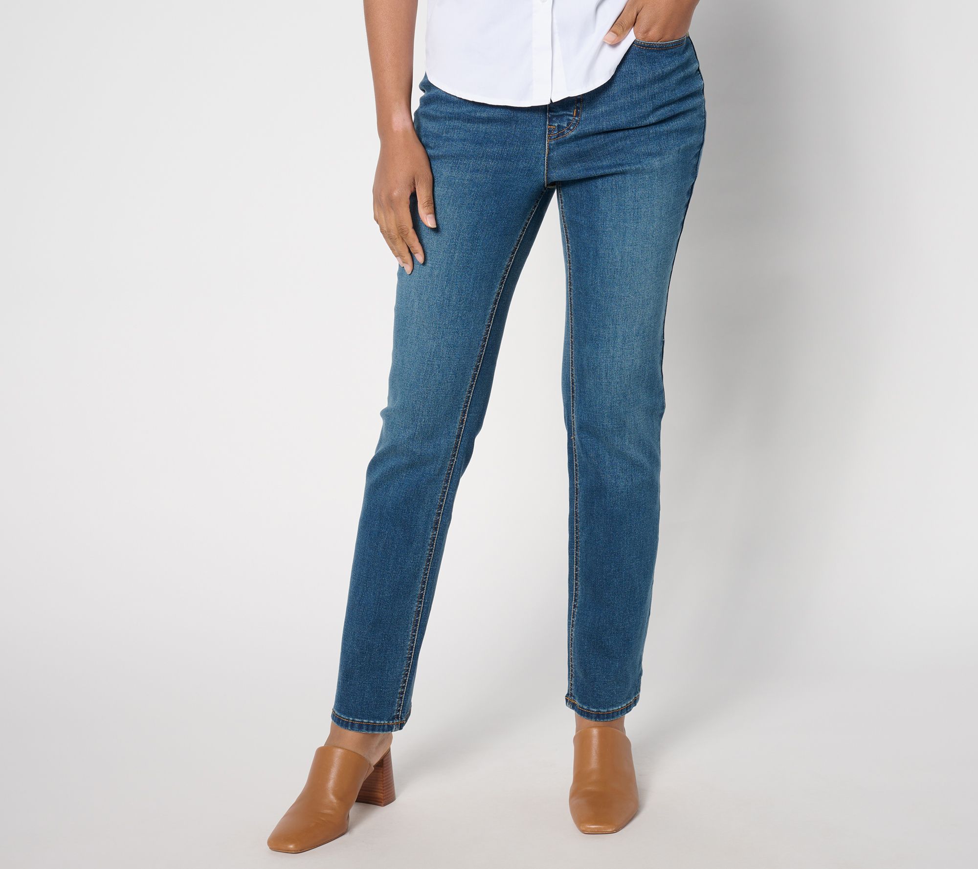"As Is" Isaac Mizrahi Live! Petite True Denim Indigo Strght Leg Jean