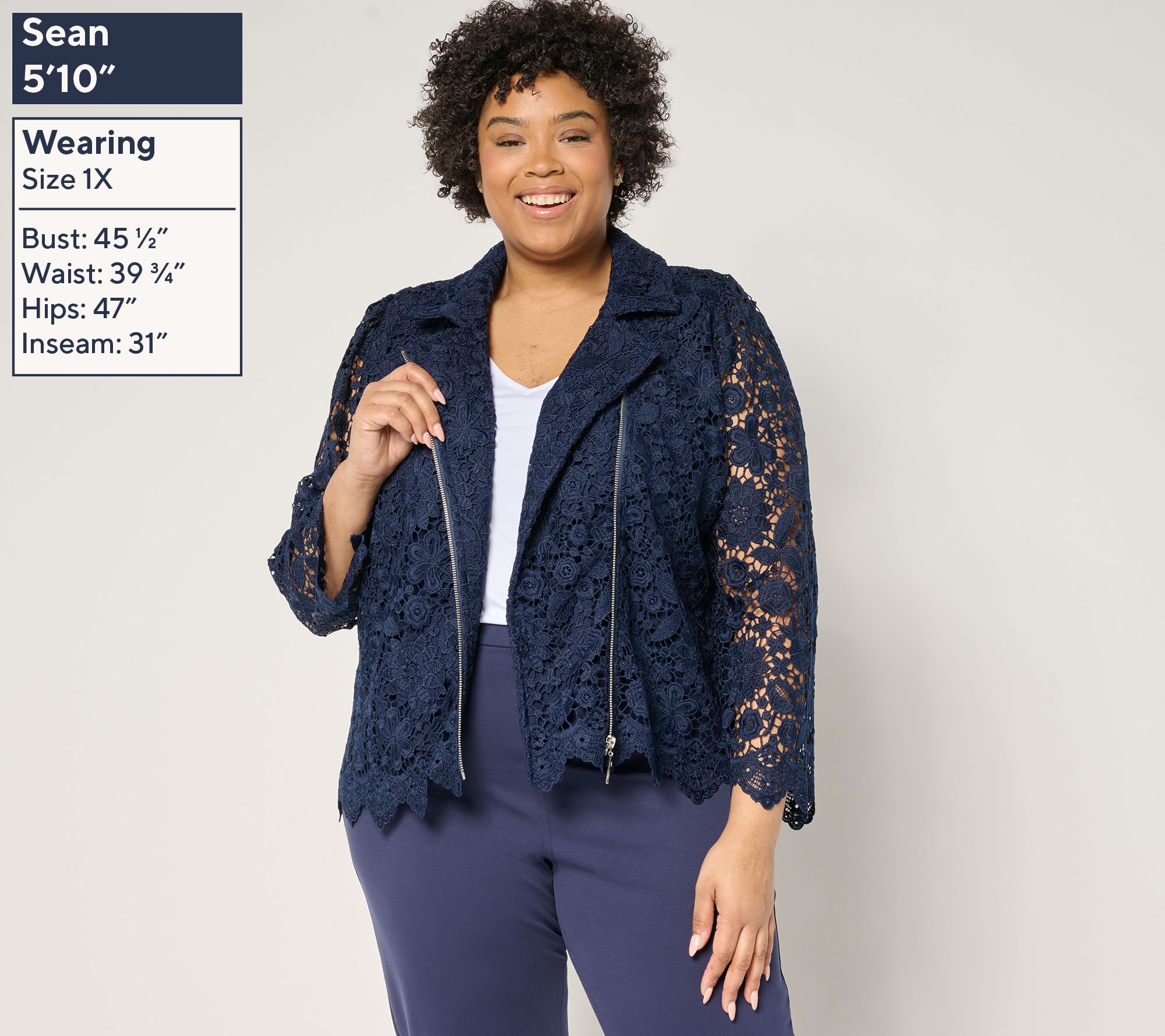 GRAVER Susan Graver Lace Puff Shoulder Moto Jacket - QVC.com
