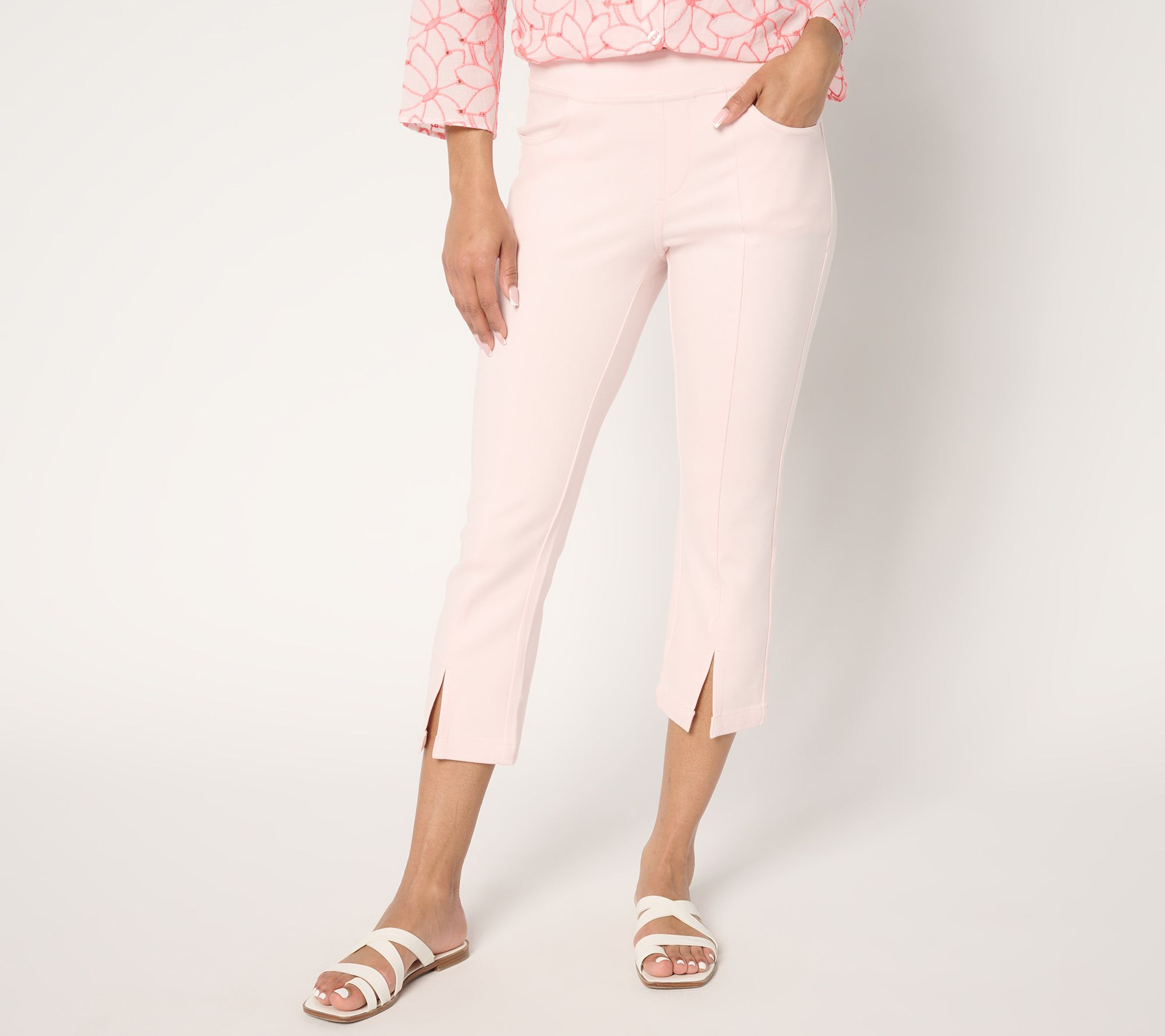 Belle by Kim Gravel Petite Ponte Seamed & Slit Polished Cropped Pant