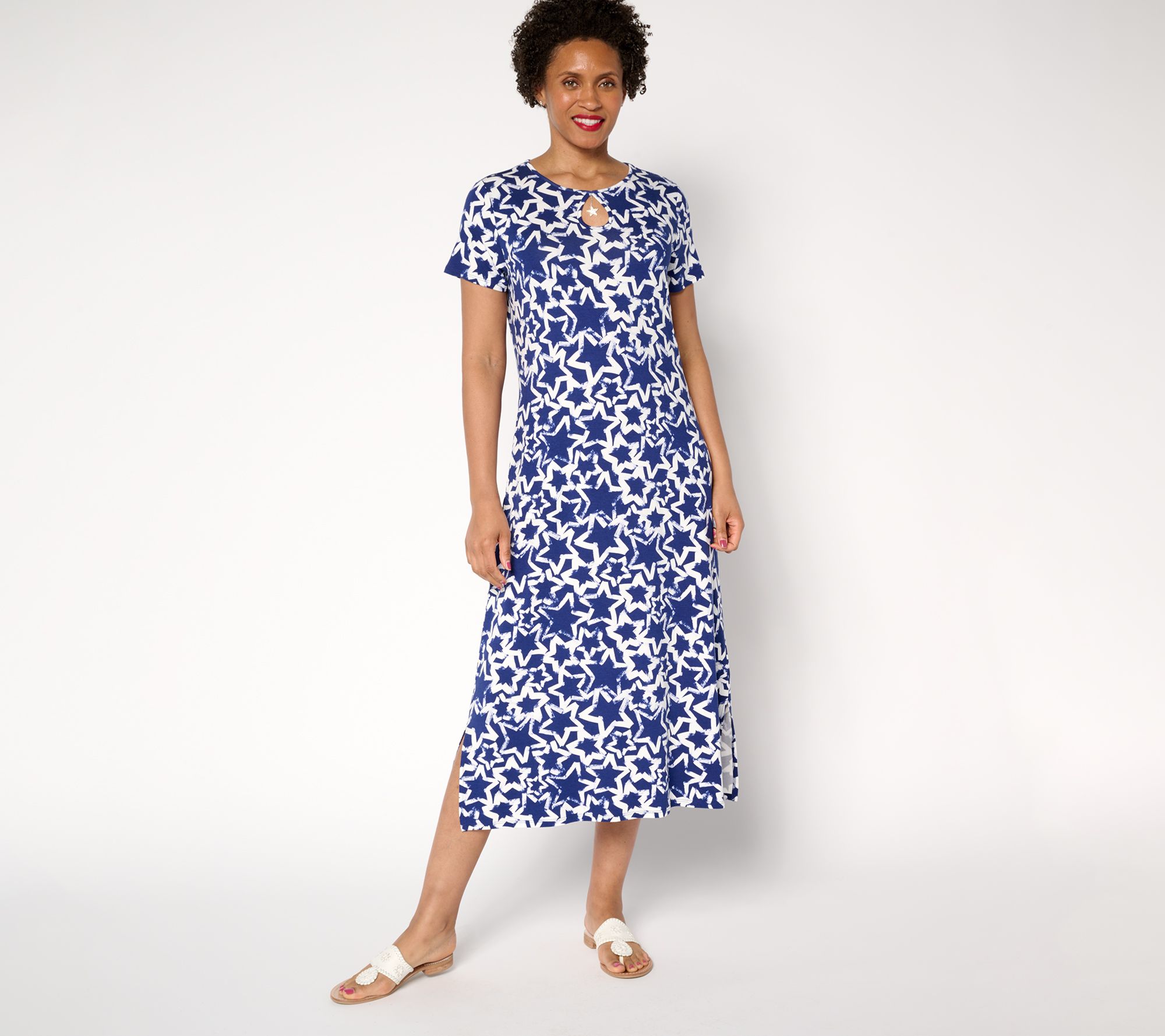 Quacker Factory Regular Starlet Keyhole Maxi Dress