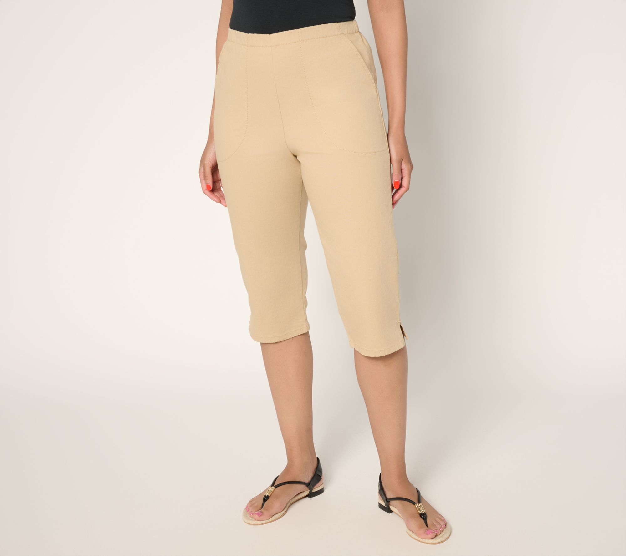 Denim & Co. Regular Color Flat Front Side Pocket Skimmer
