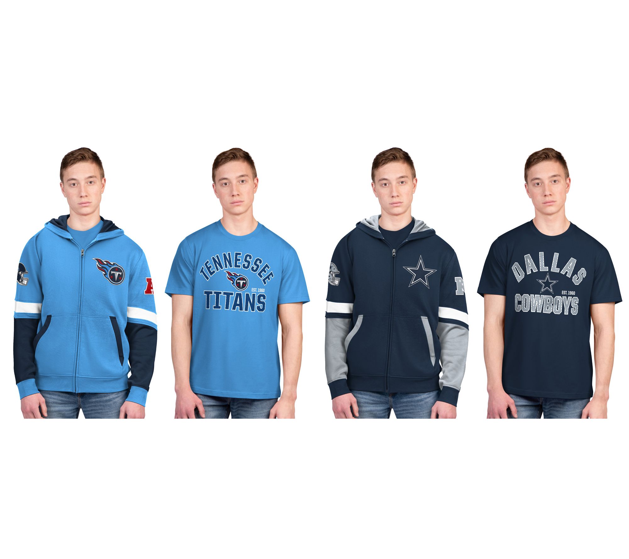 NFL Officially Licensed T-Shirt and Full-Zip Hoodie Combo