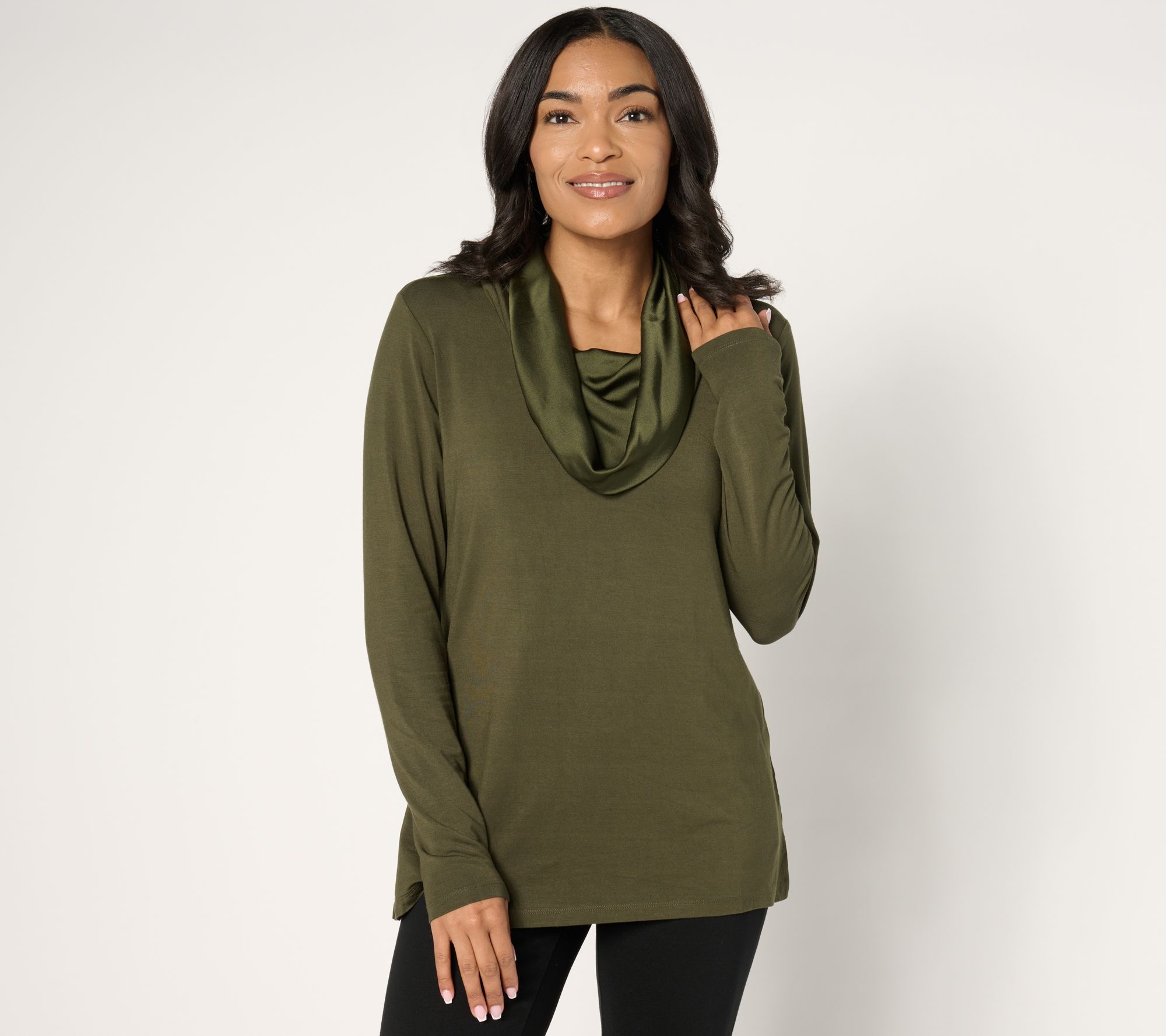 "As Is" Belle by Kim Gravel Modal Spandex Sateen Cowl Neck Top