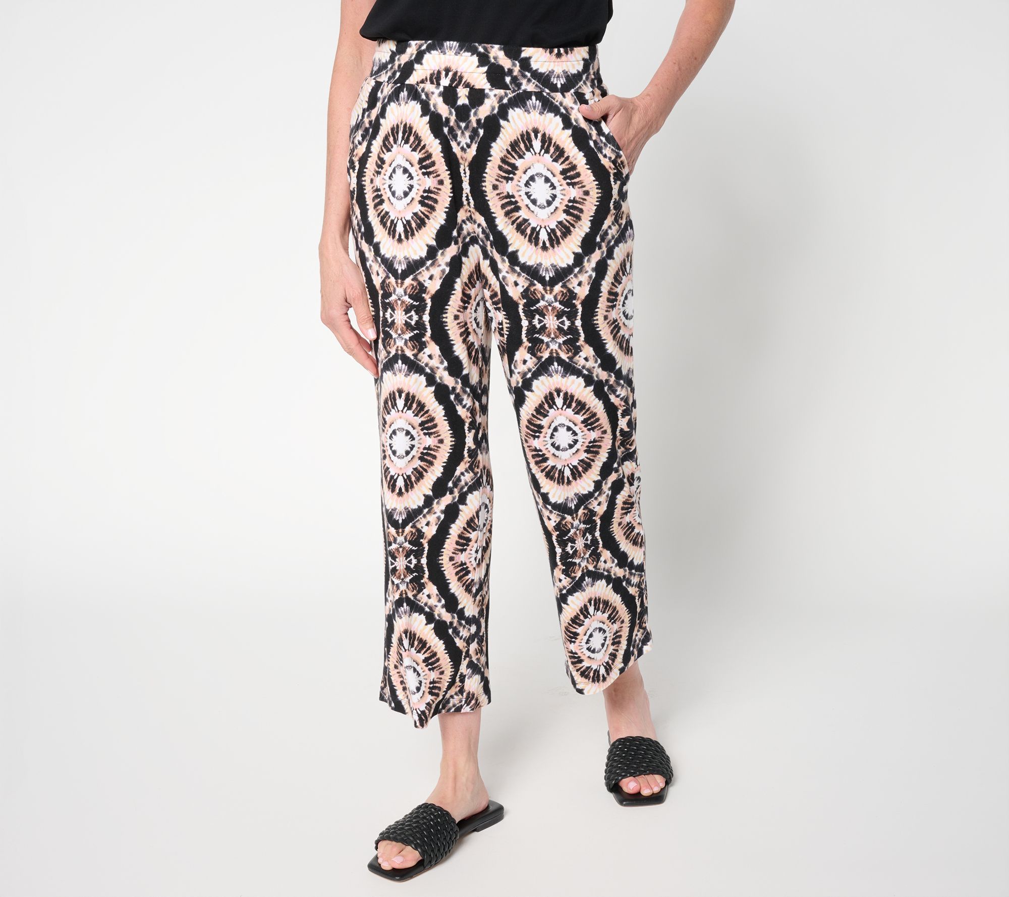 Belle Boho by Kim Gravel Regular Rayon Spandex Geo Wide Leg Pants