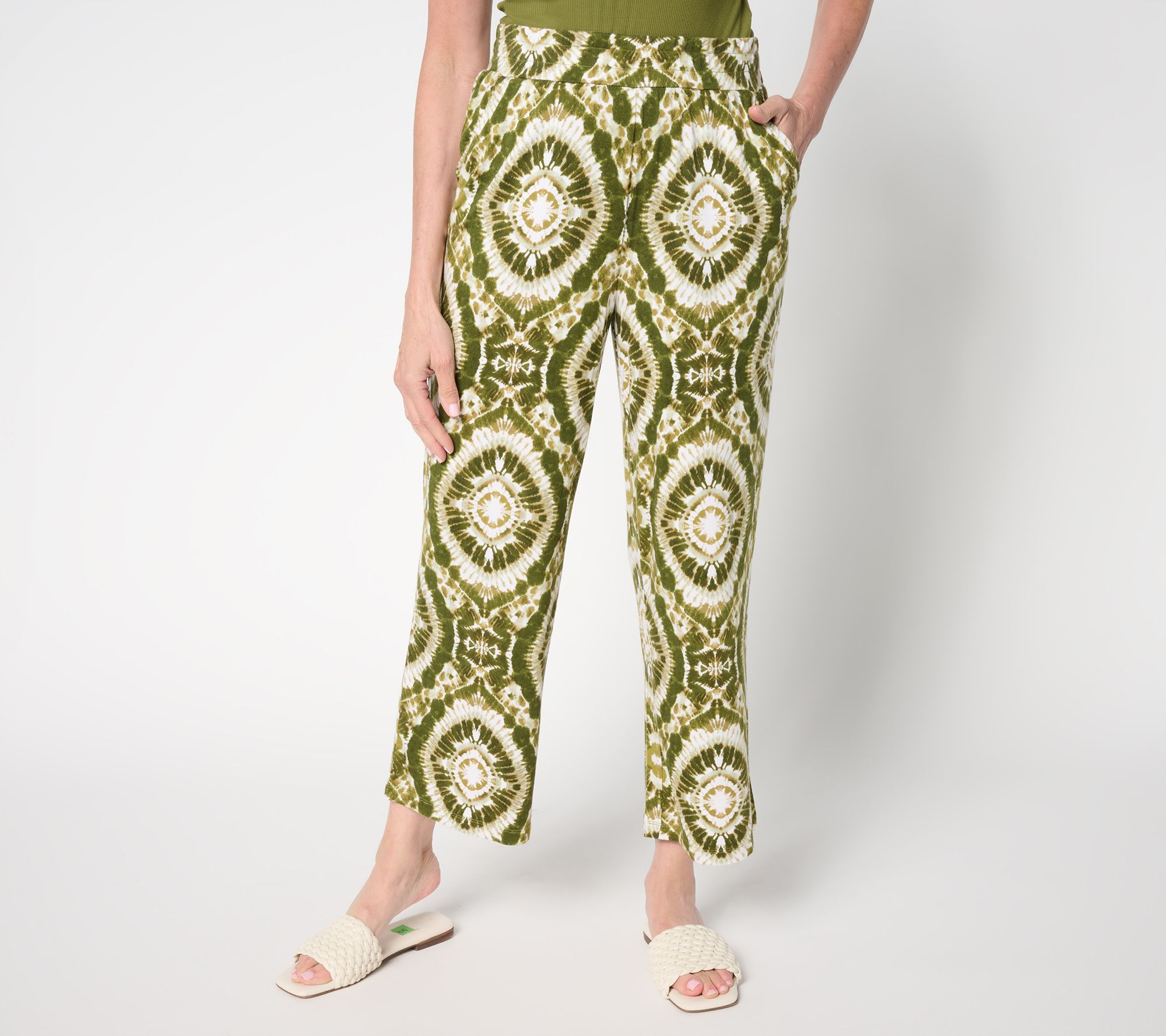 Belle Boho by Kim Gravel Regular Rayon Spandex Geo Wide Leg Pants
