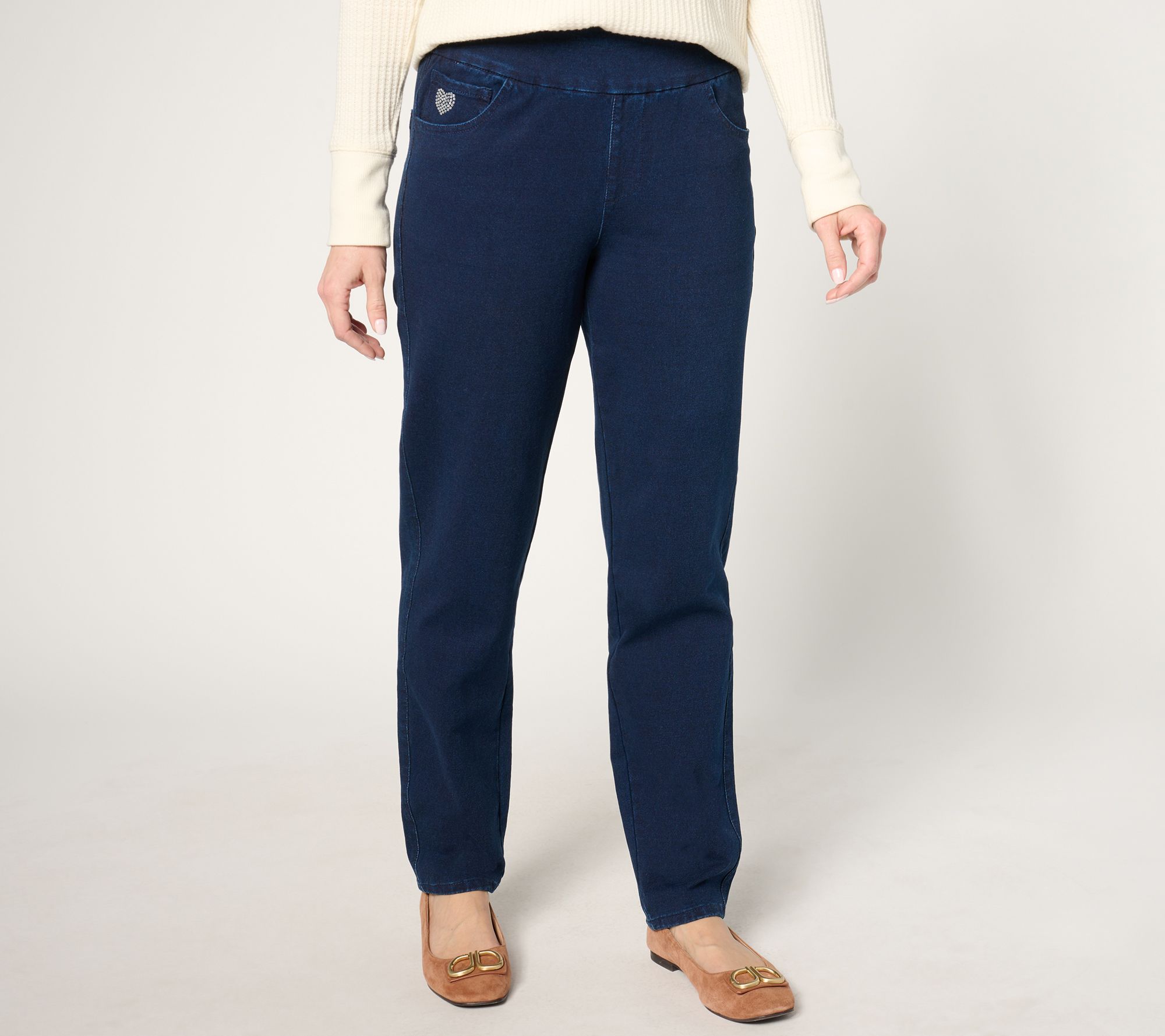 "As Is" Quacker Factory DreamJeannes Short Sparkle Shine Pant