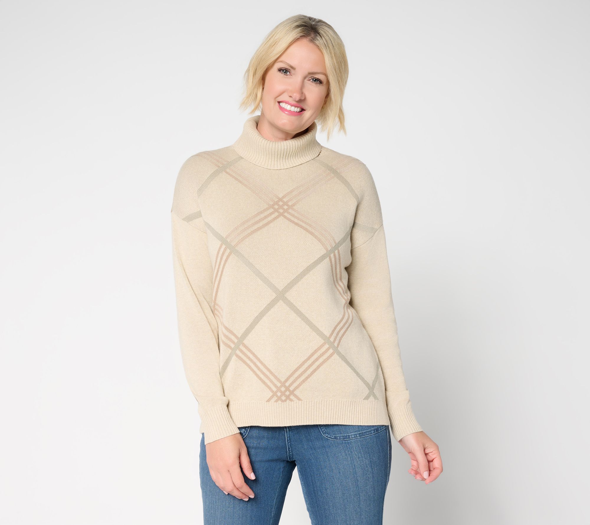 Belle by Kim Gravel Mad for Plaid Turtleneck Sweater