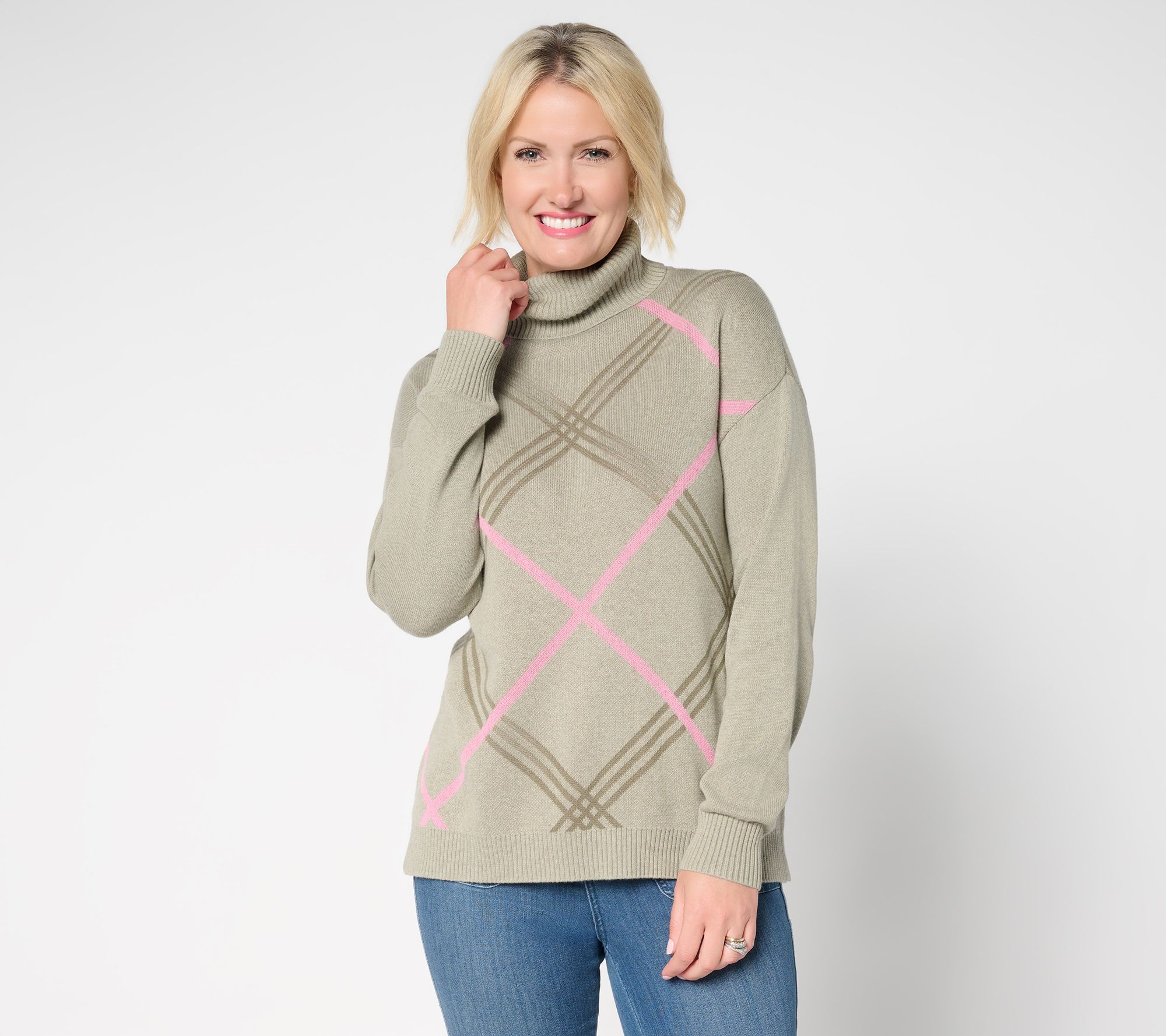 Belle by Kim Gravel Mad for Plaid Turtleneck Sweater